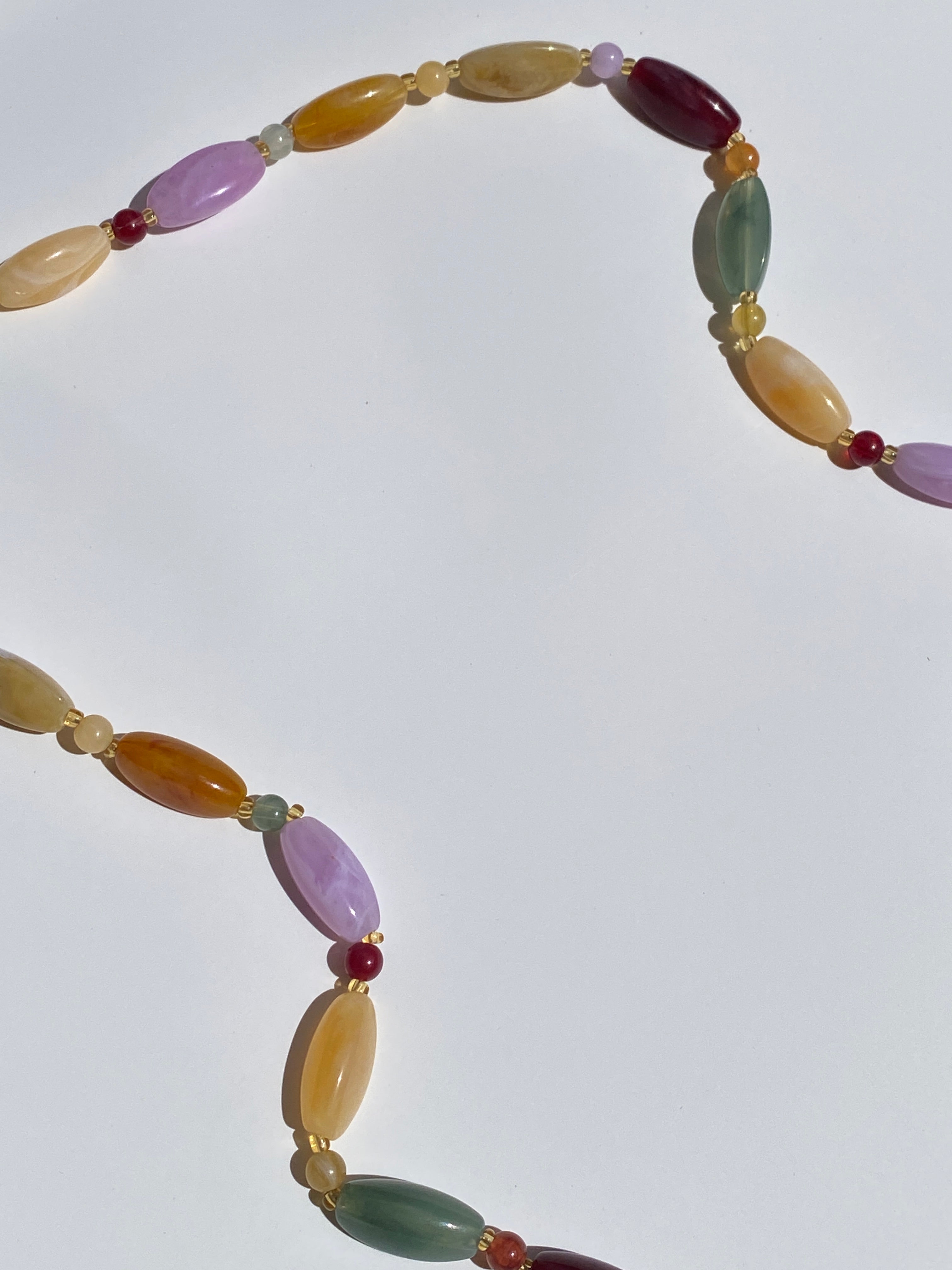 Beautiful Vintage Pastel Marbled Glass Bead Long Necklace