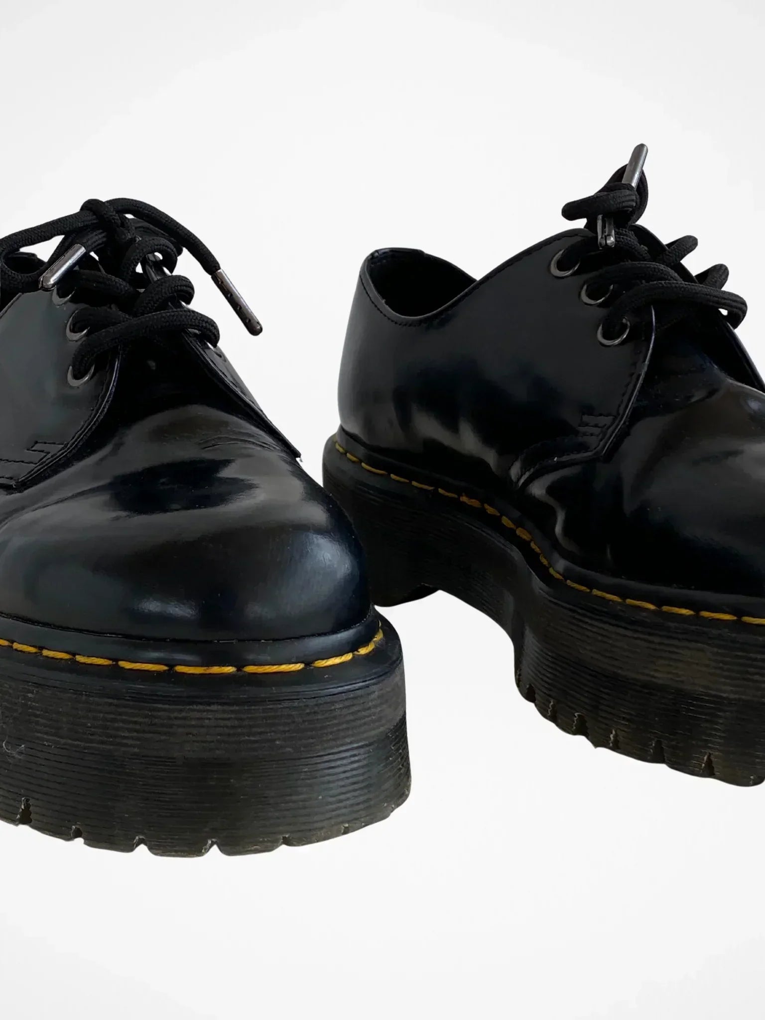 Dr. Martens Docs Black Leather Chunky Platform Derby Shoes Lace-Up Oxfords – Size EU 41