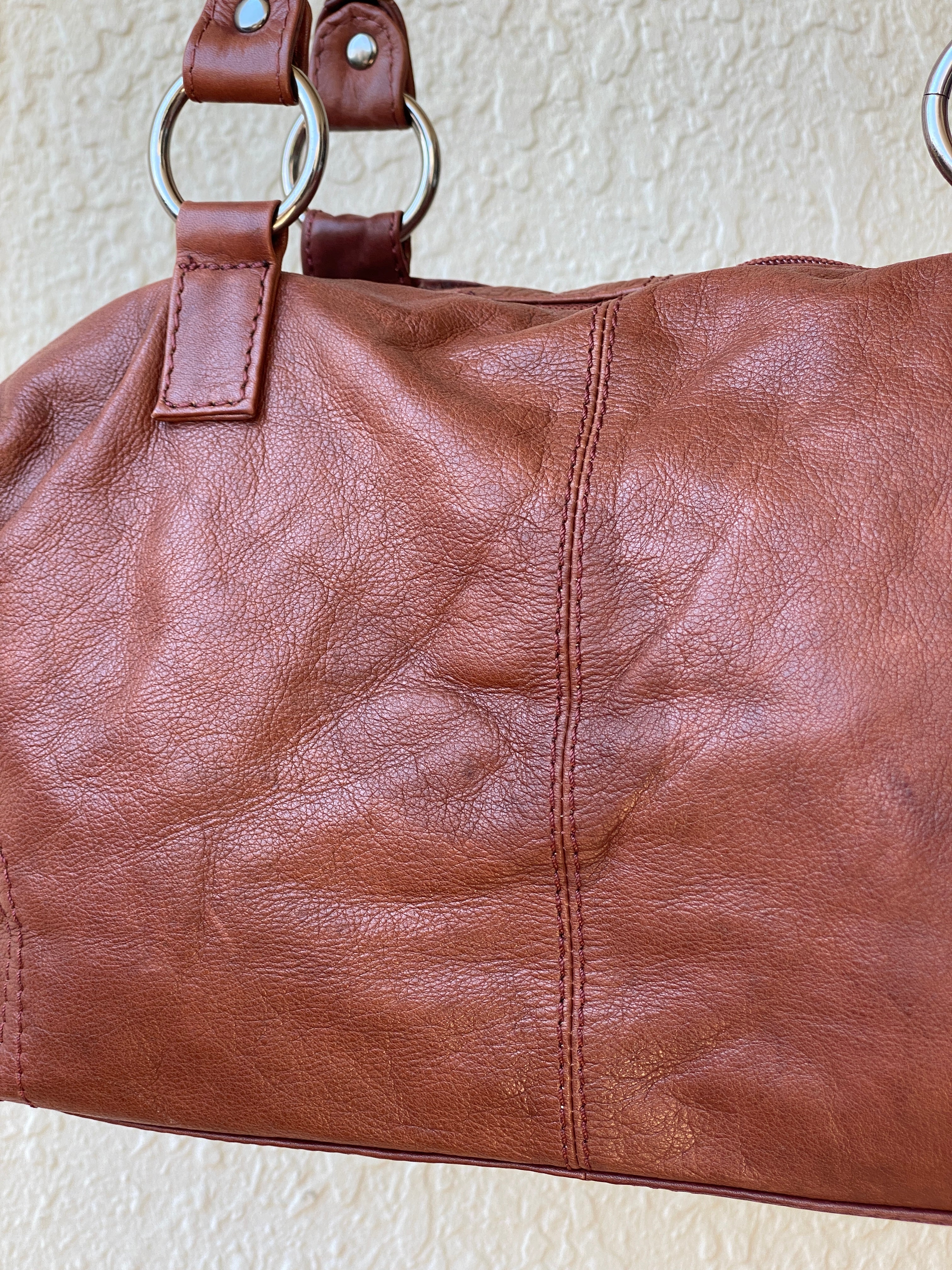 Vintage Jens Koch Cognac Brown Genuine Leather Shoulder Bag