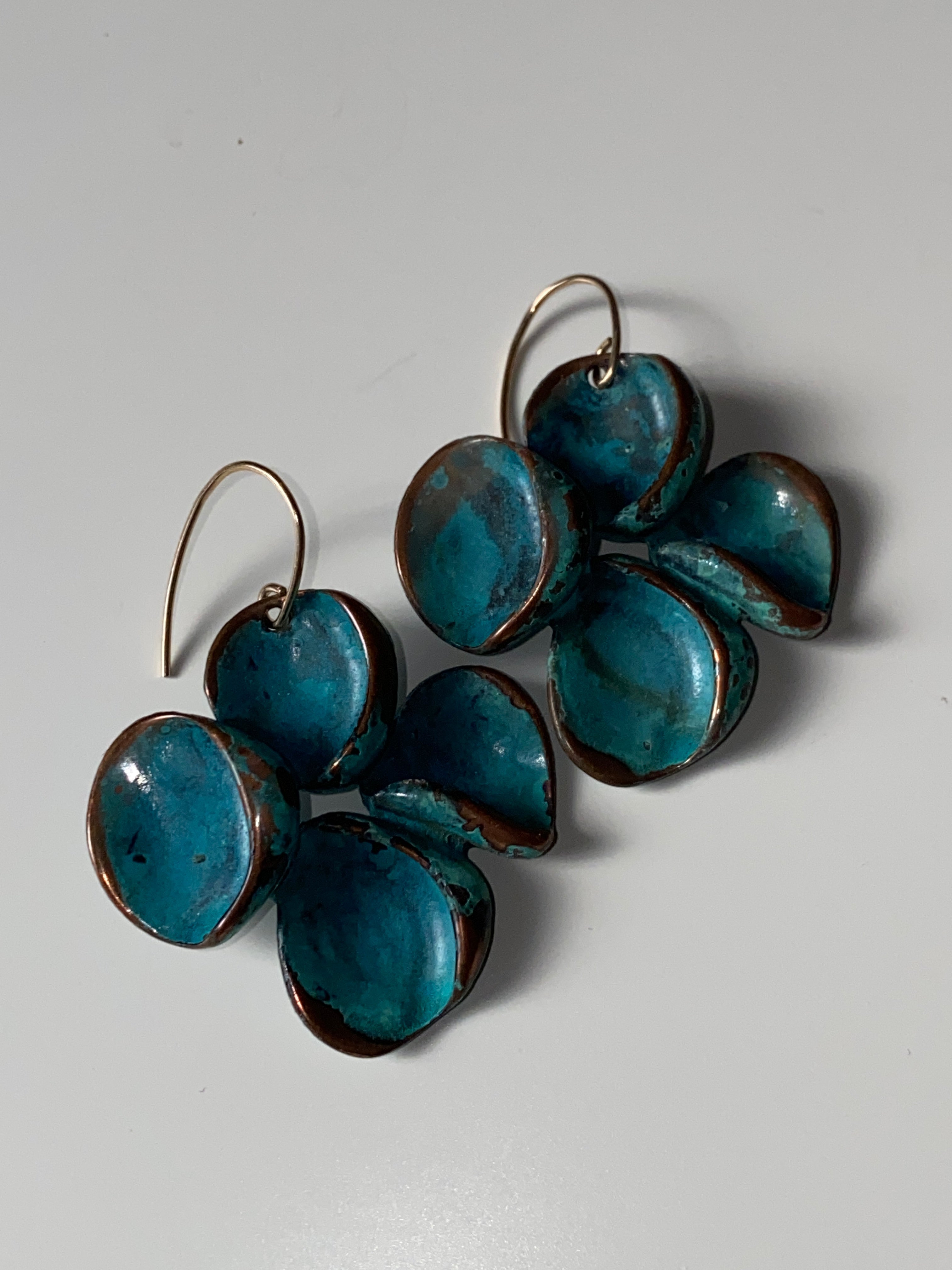 RLM Soho Copper Cluster Drop Earrings Teal Blue Oxidized Robert Lee Morris Statement Jewelry