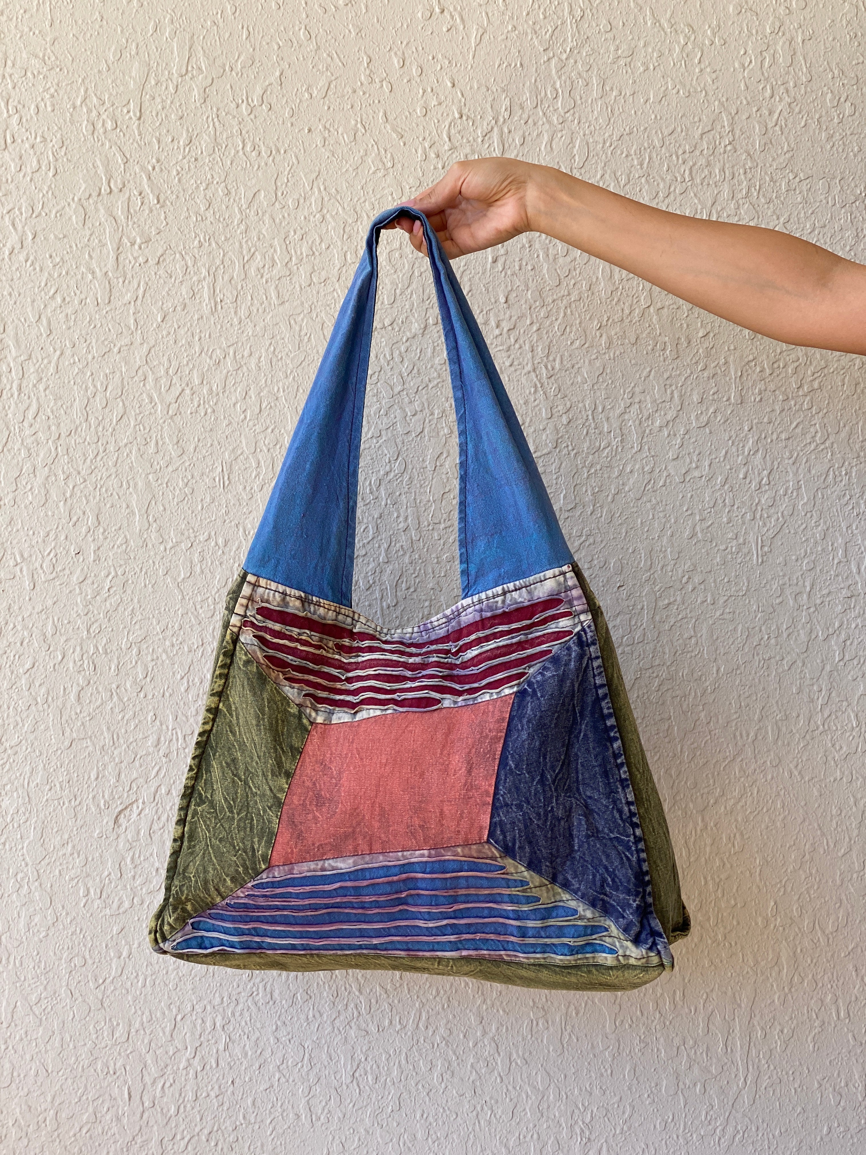 Hippie Hobo Bohemian Multi-colored Patchwork Cotton Shoulder Bag