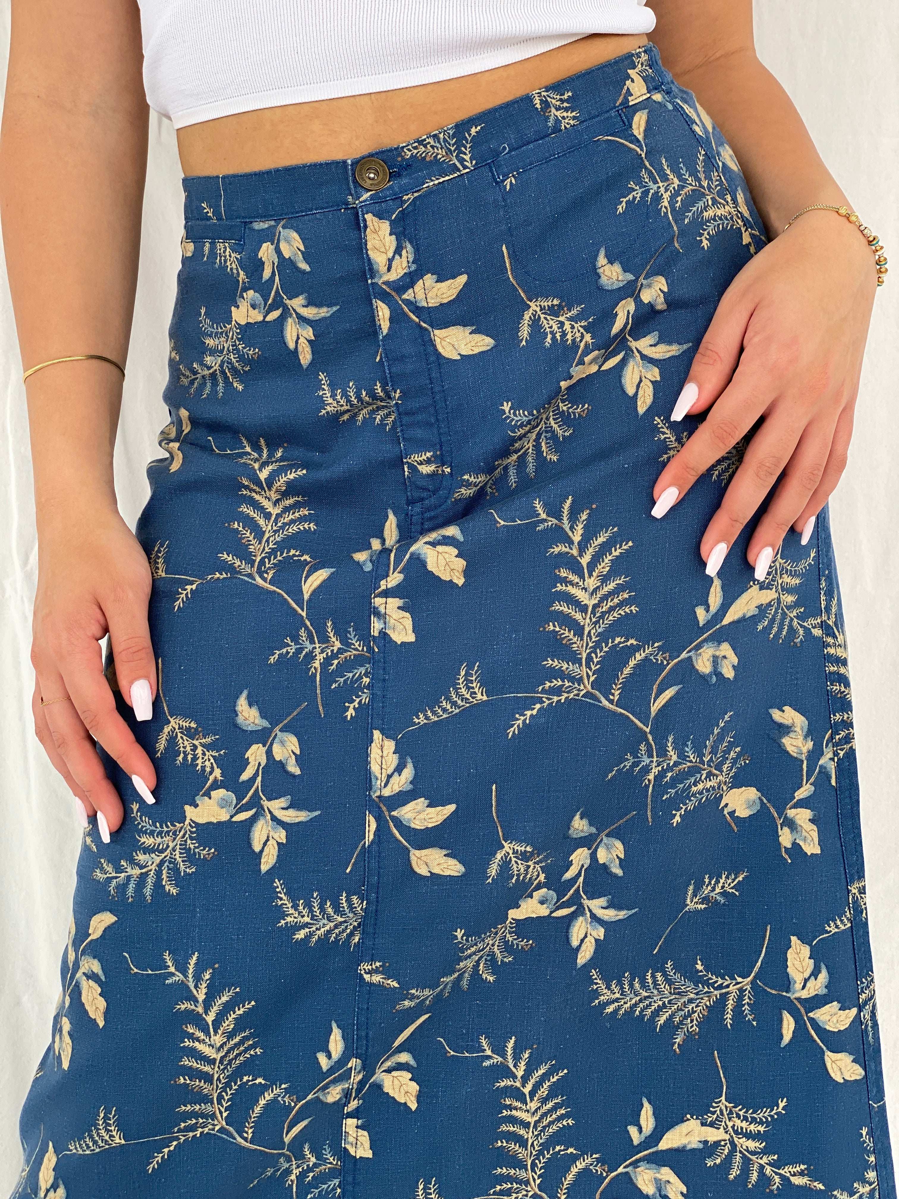00s Y2K Liz Claiborne Lizwear Midi Linen Skirt - Size S - Balagan Vintage Midi Skirt 00s, 90s, floral, floral skirt, midi skirt, NEW IN, Rama