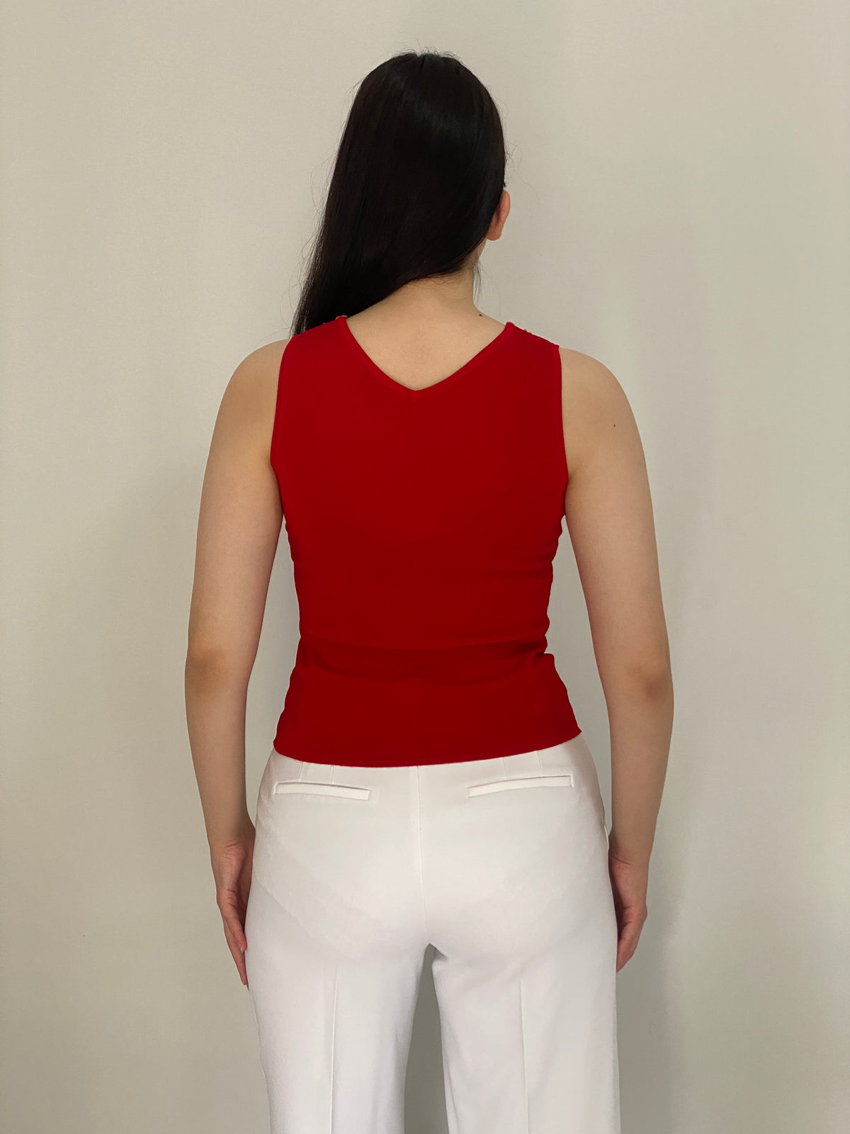 Y2K 2Xtremz Red Sleeveless Top with Orange Lace Embroidery – M
