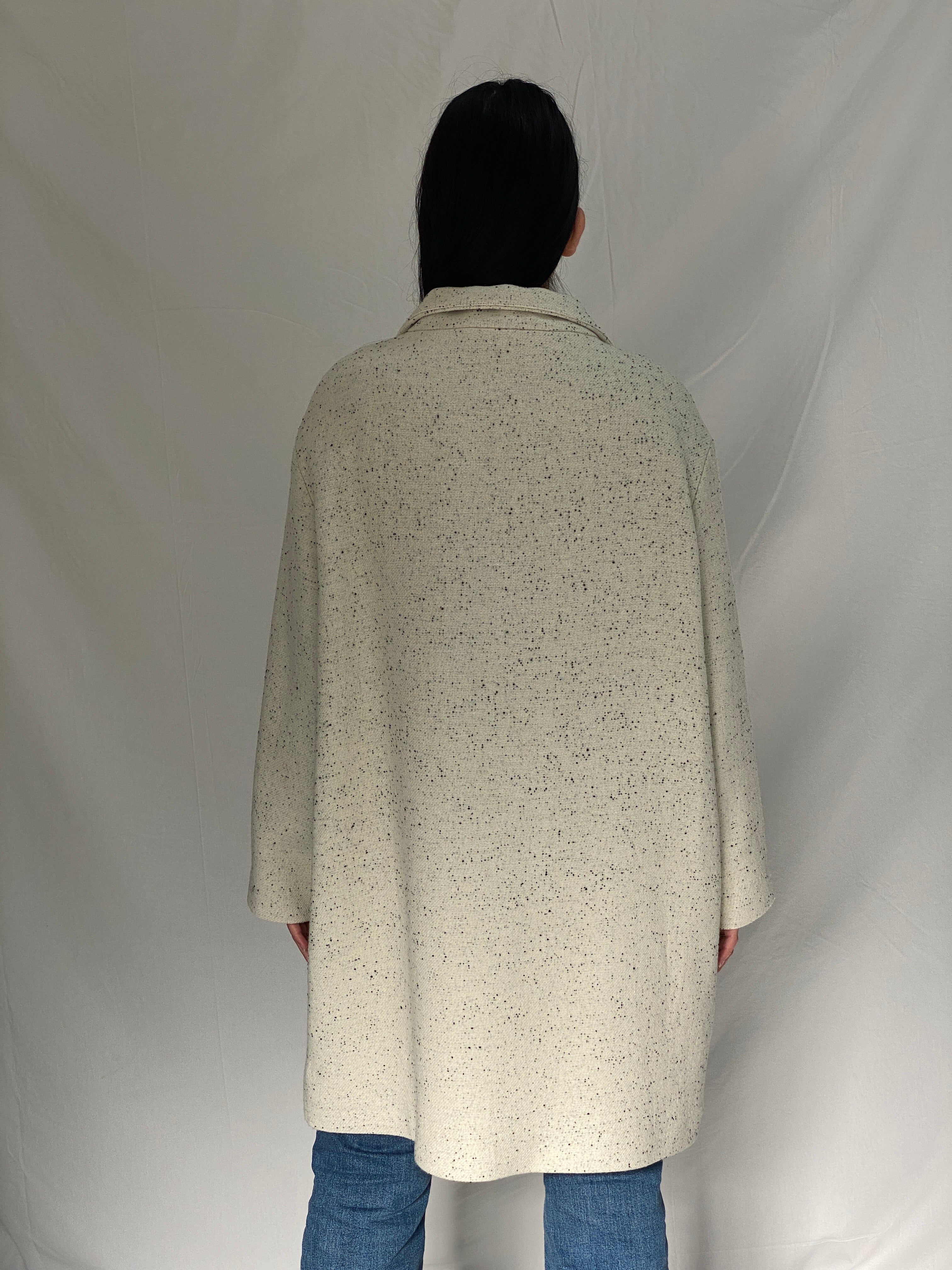 Autograph Cream Speckled Oversized Wool-Blend Italian Fabric Coat - XL