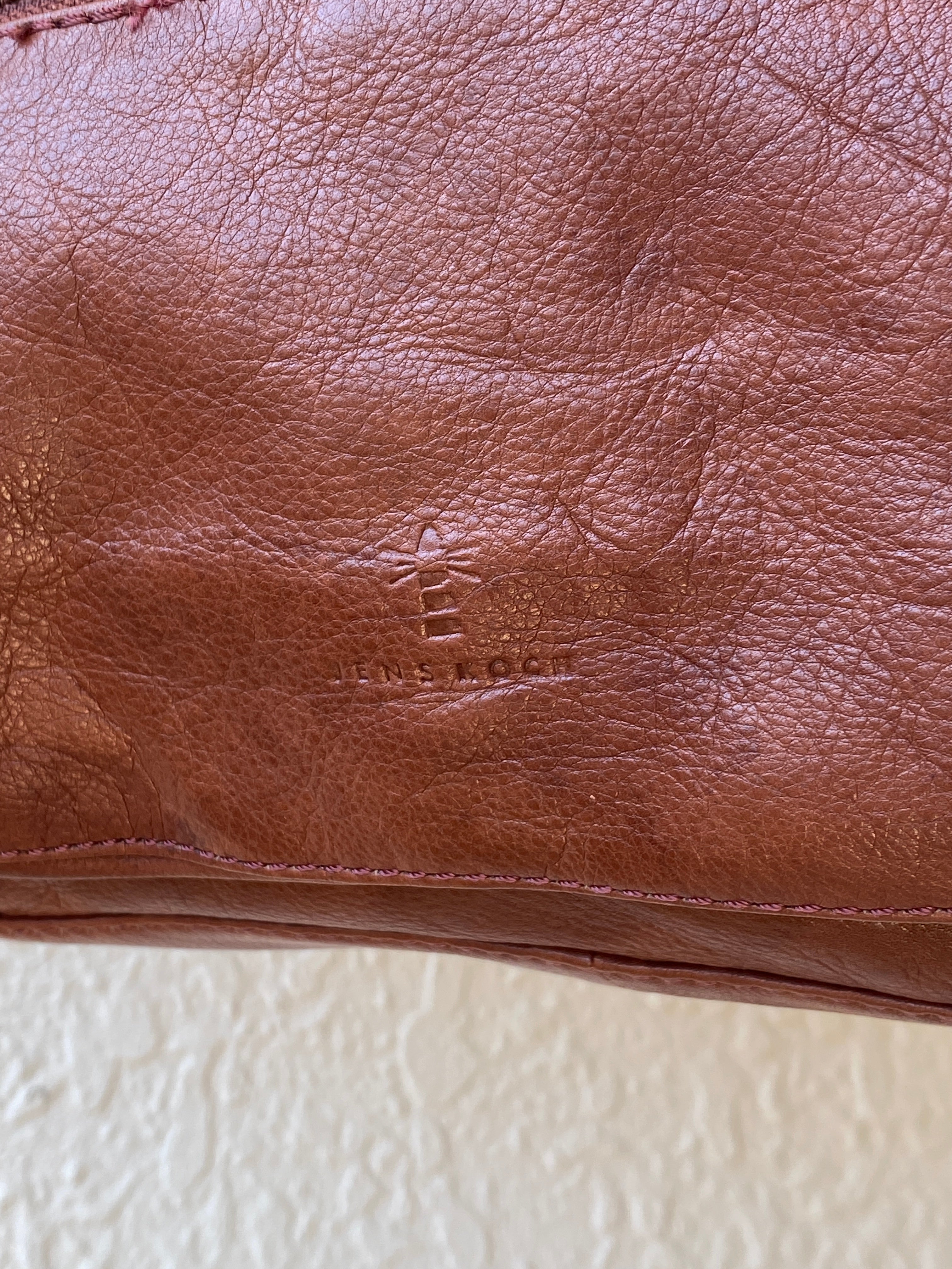 Vintage Jens Koch Cognac Brown Genuine Leather Shoulder Bag