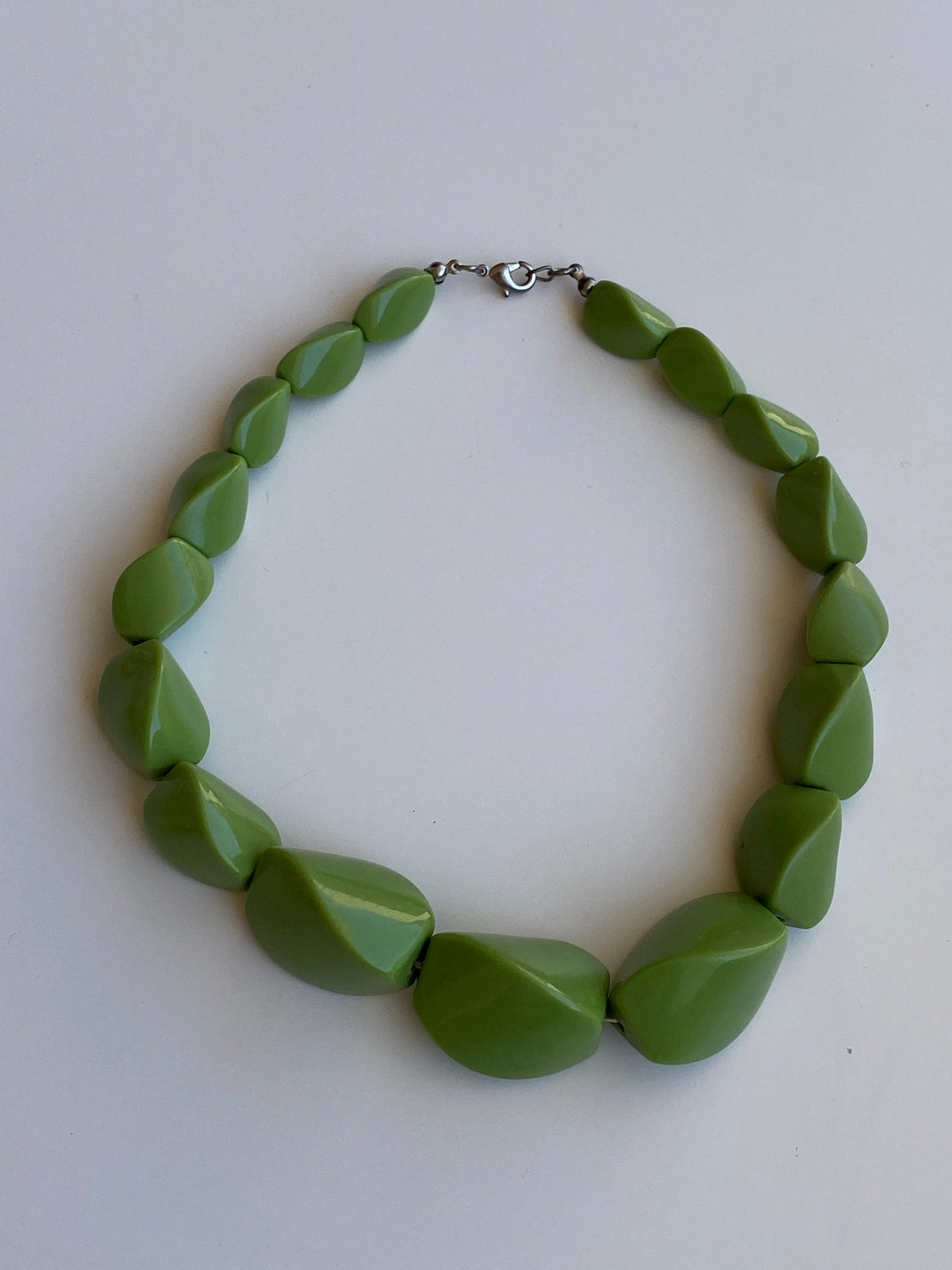 Vintage Y2K Lime Green Chunky Geometric Beaded Statement Necklace