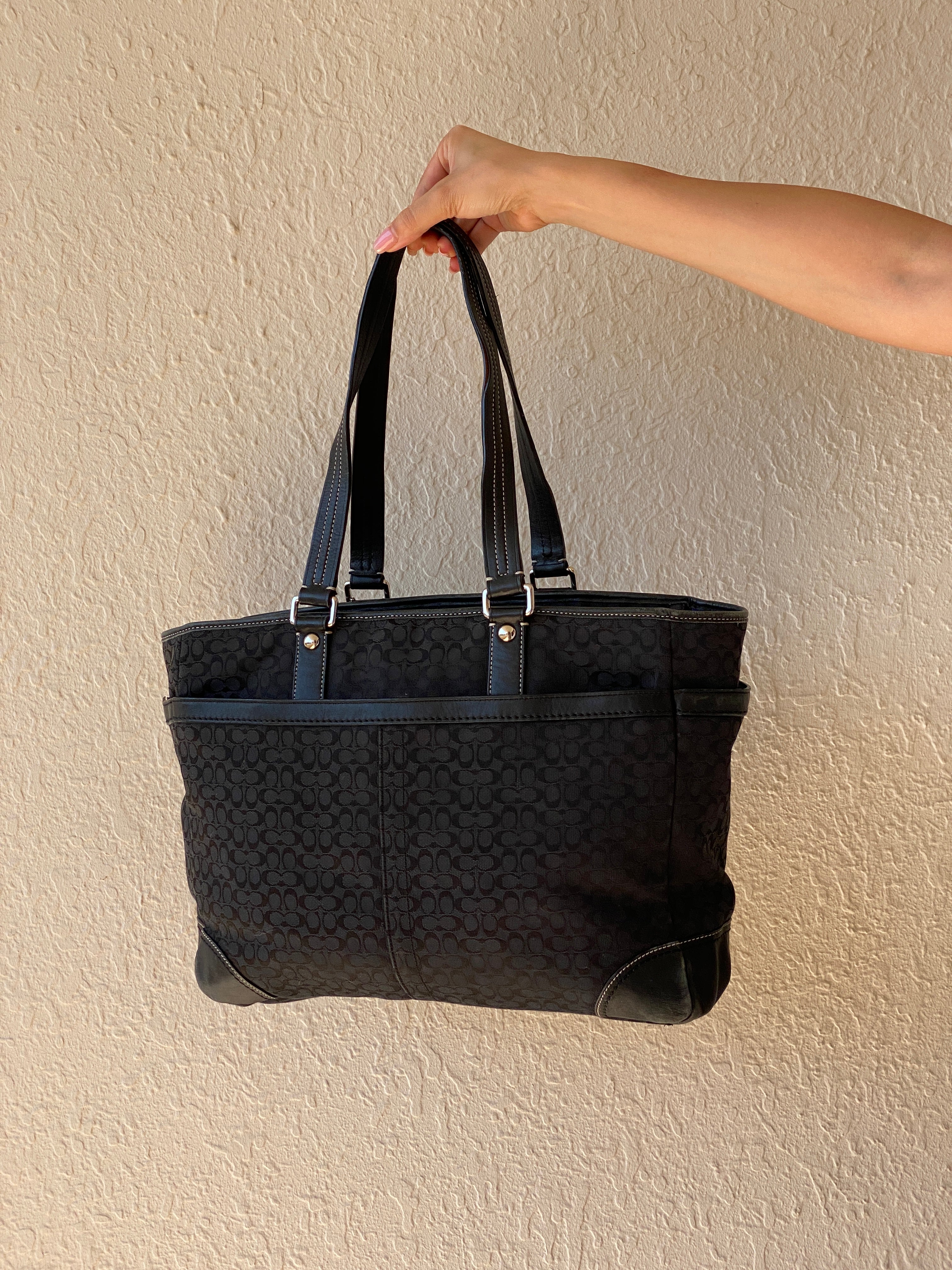 Authentic Coach Monogram Women’s Black Shoulder Bag Purse