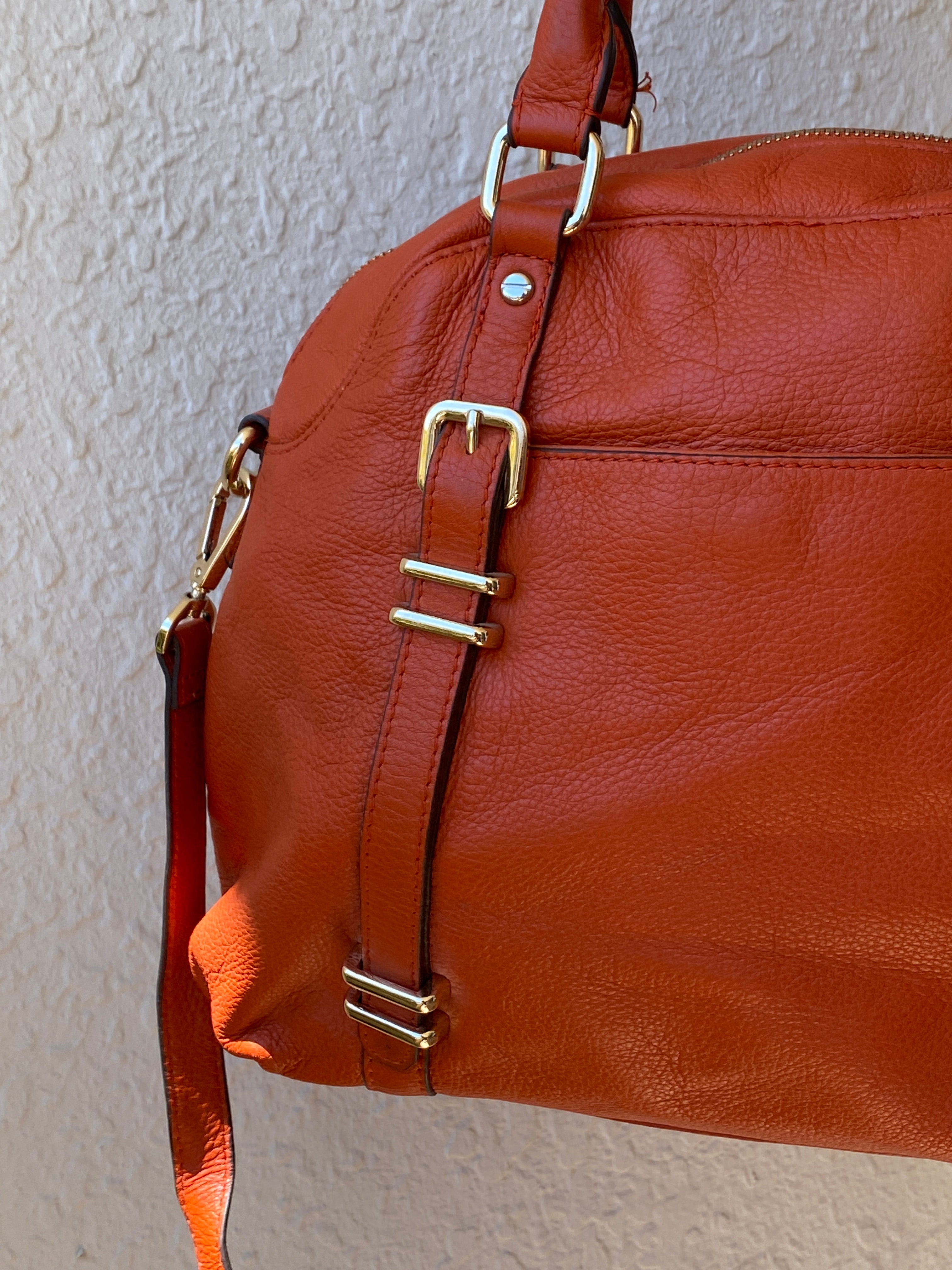 Vintage Danier Cognac Genuine Leather Convertible Satchel Crossbody Bag