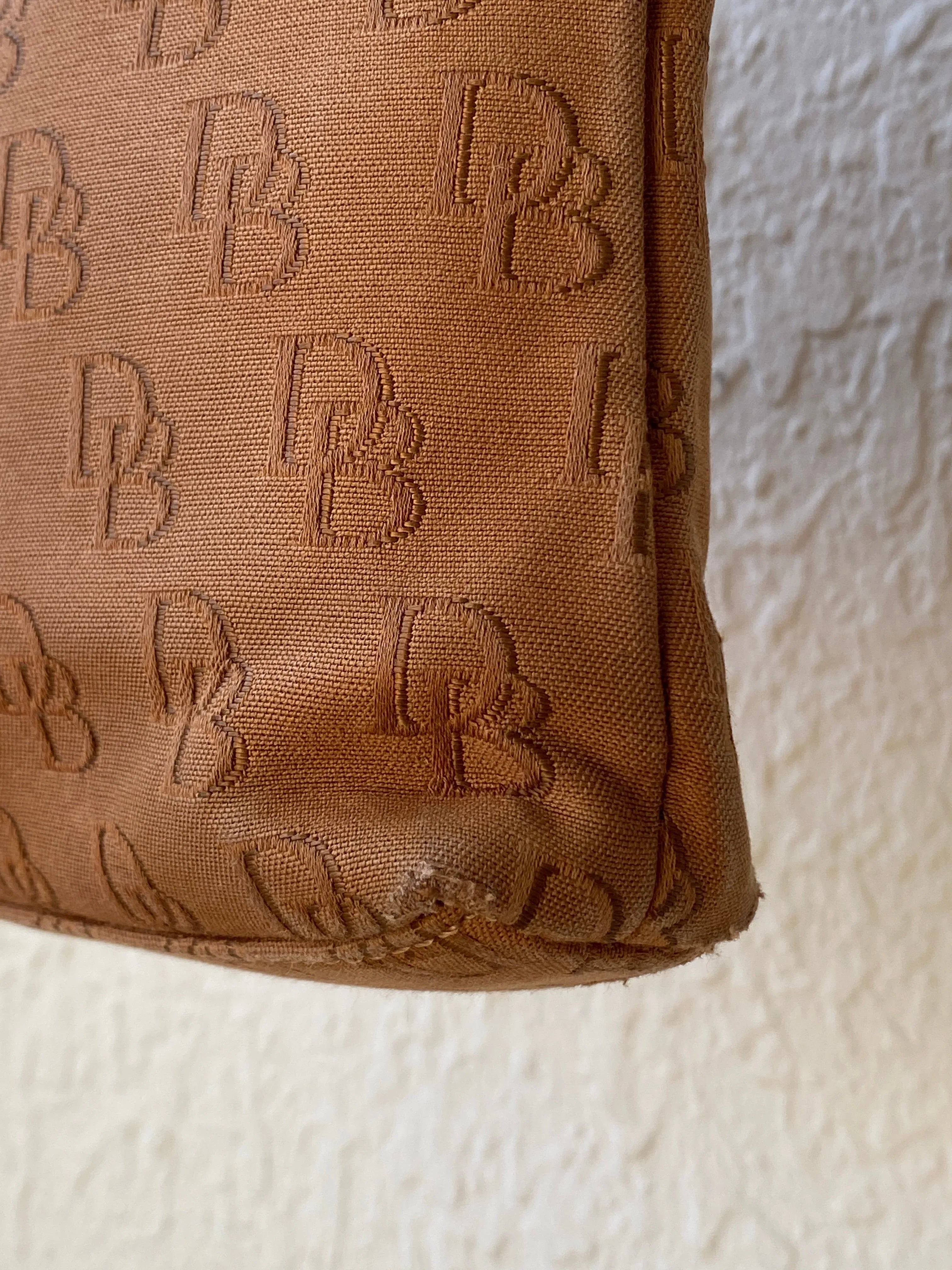 Dooney & Bourke Brown Logo Monogram Crossbody Bag with Leather Trim