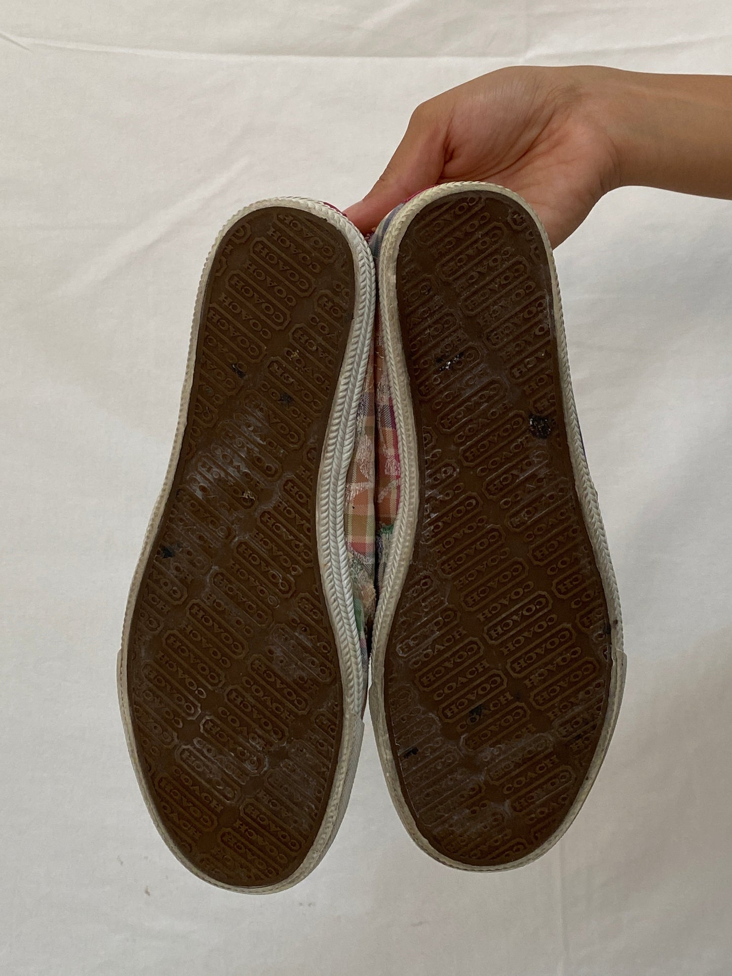 Coach Pink Plaid Distressed Slip-On Sneakers – 38.5 EU