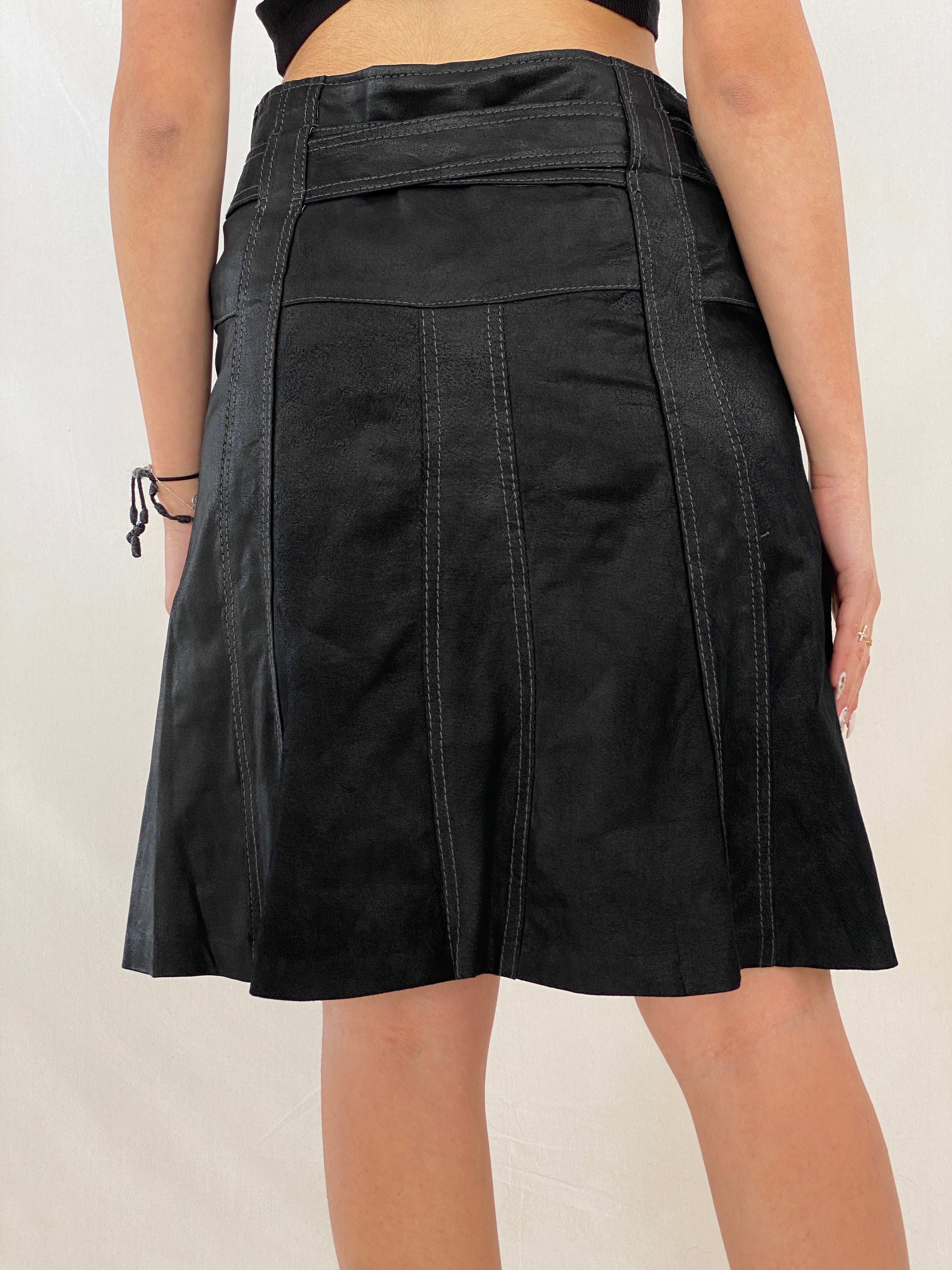 Vintage Arma Genuine Leather Midi Skirt - Balagan Vintage Midi Skirt 90s, genuine leather, Juana, midi skirt, NEW IN