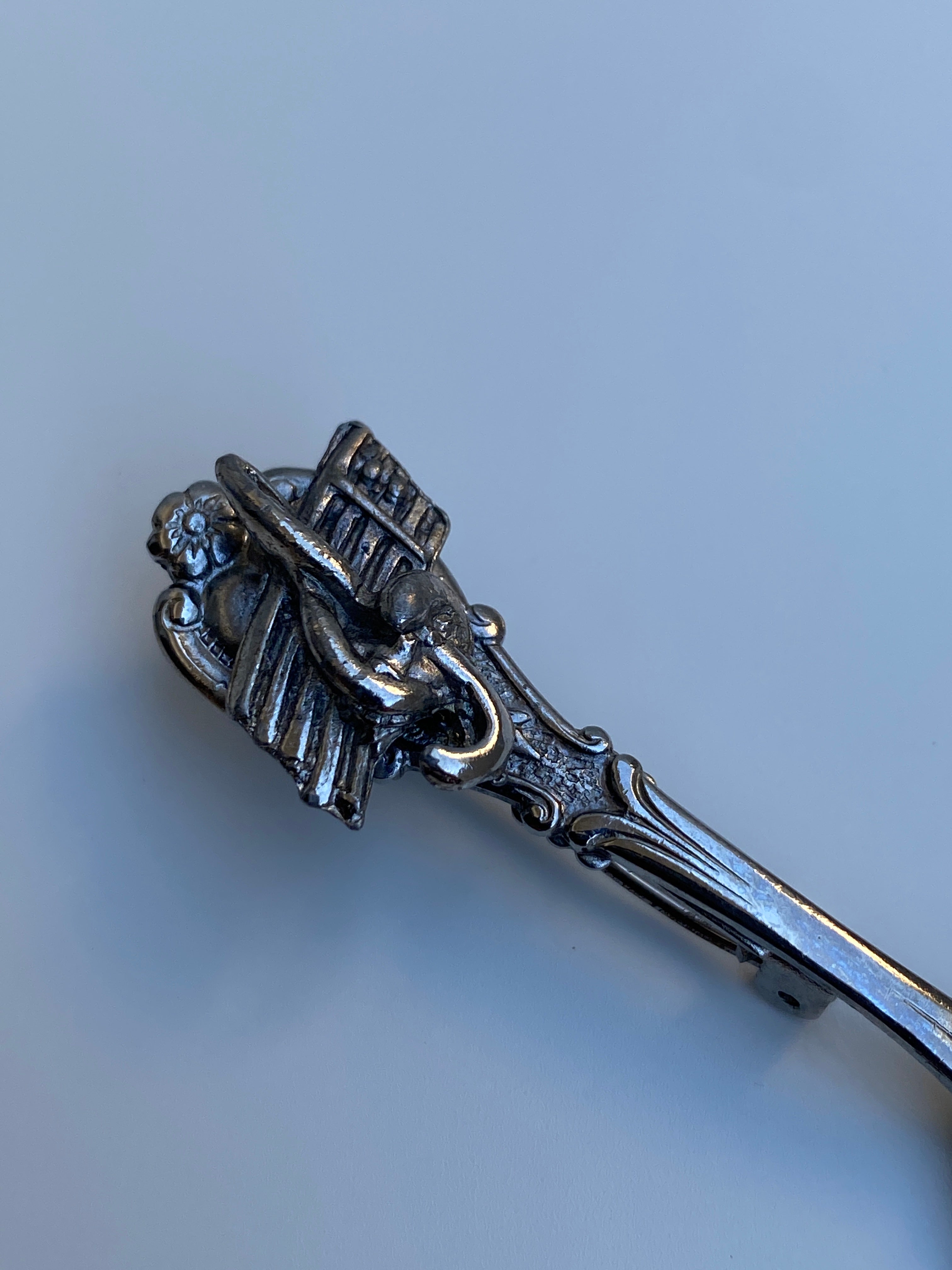Vintage Silver Tone Fork Brooch Figural Cutlery Lapel Pin