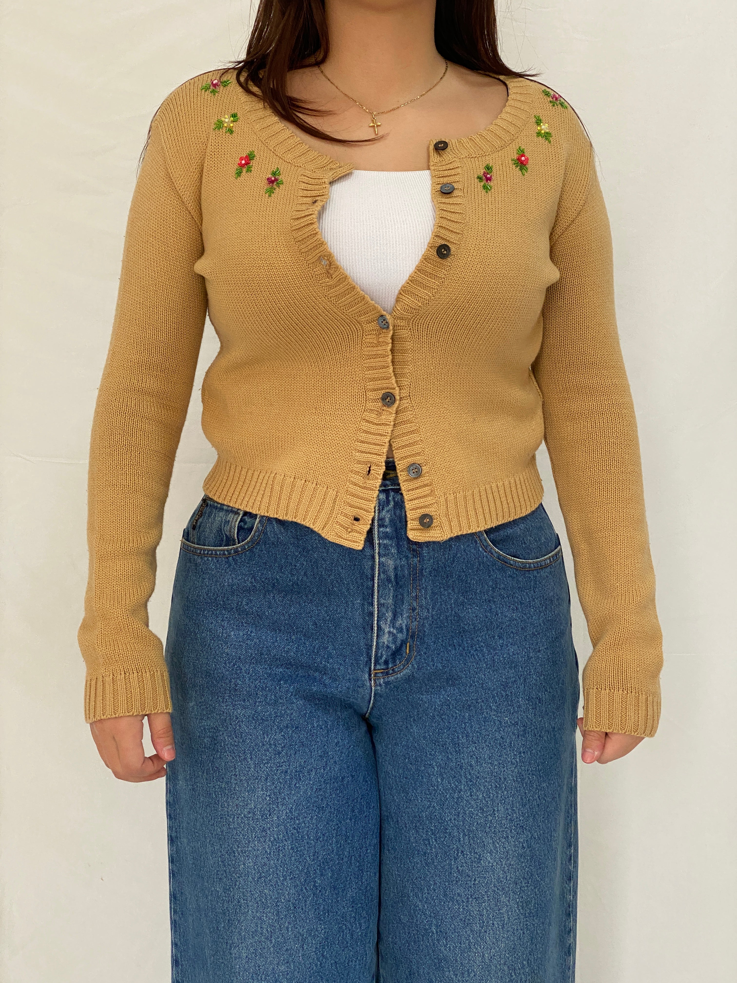 Dolce & Gabbana D&G Fitted Knitted Beaded Cardigan Top - S