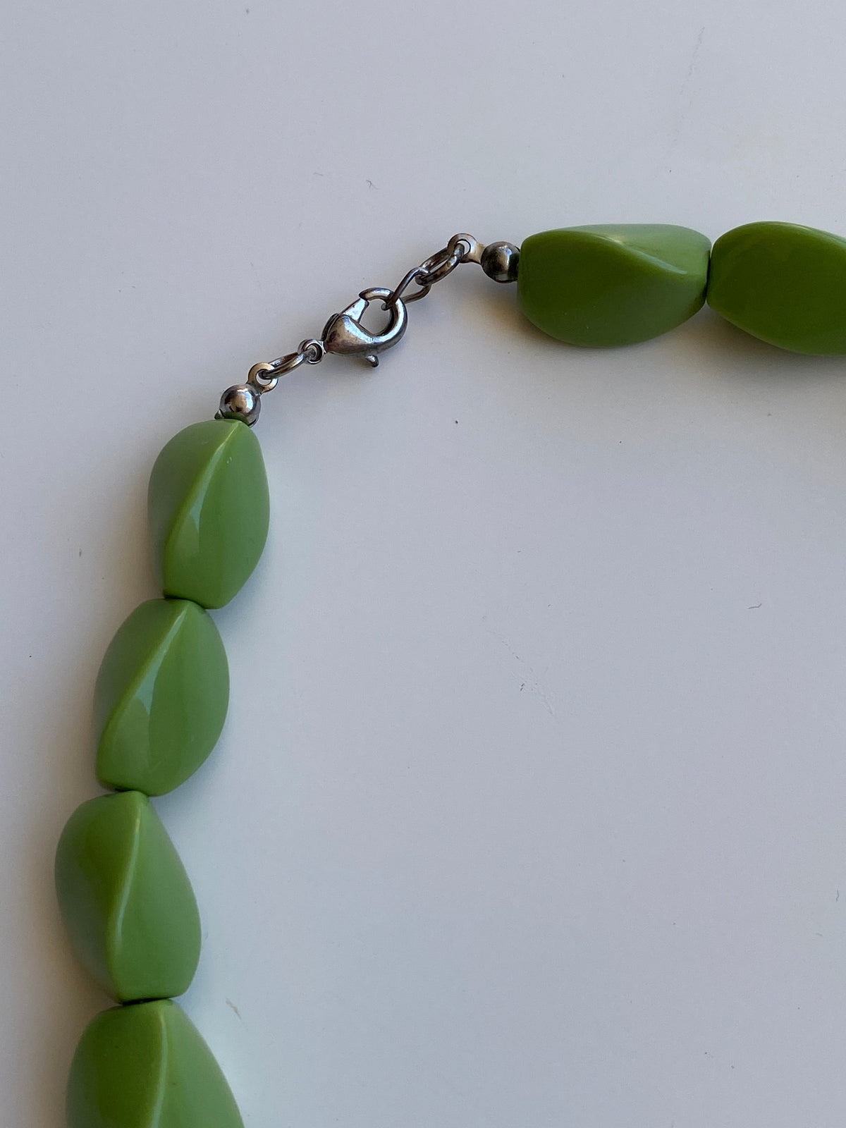 Vintage Y2K Lime Green Chunky Geometric Beaded Statement Necklace