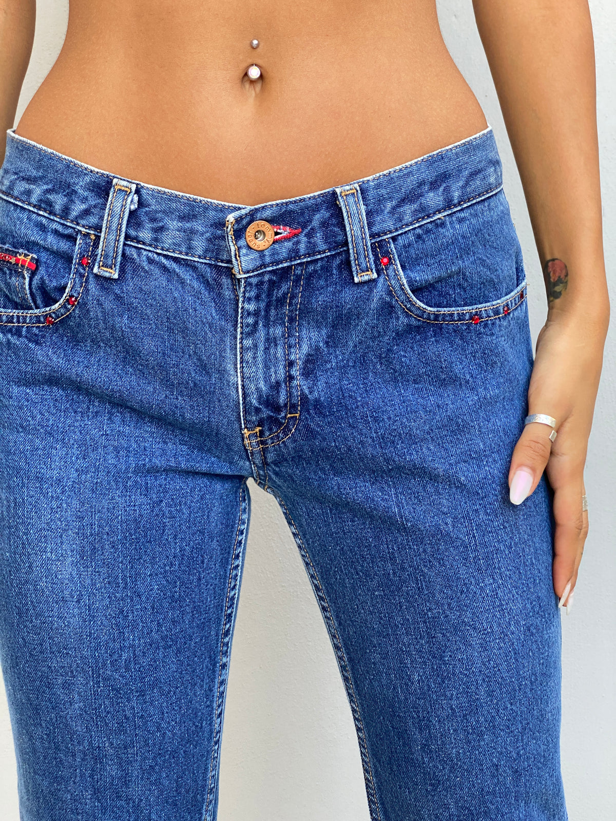 Vintage Y2K Tommy Jeans Blue Denim Low Rise Straight Leg Jeans - 36EUR