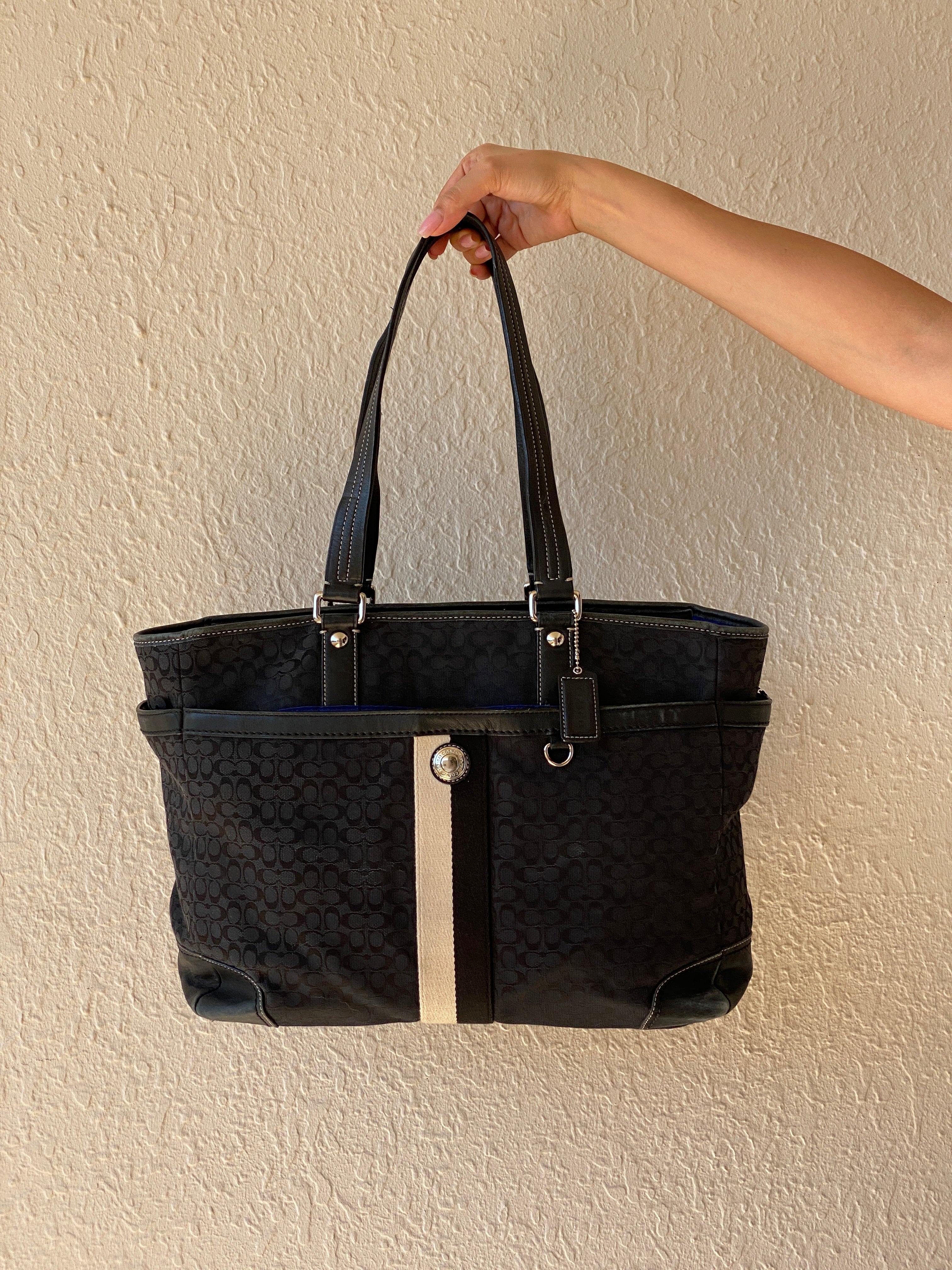 Authentic Coach Monogram Women’s Black Shoulder Bag Purse
