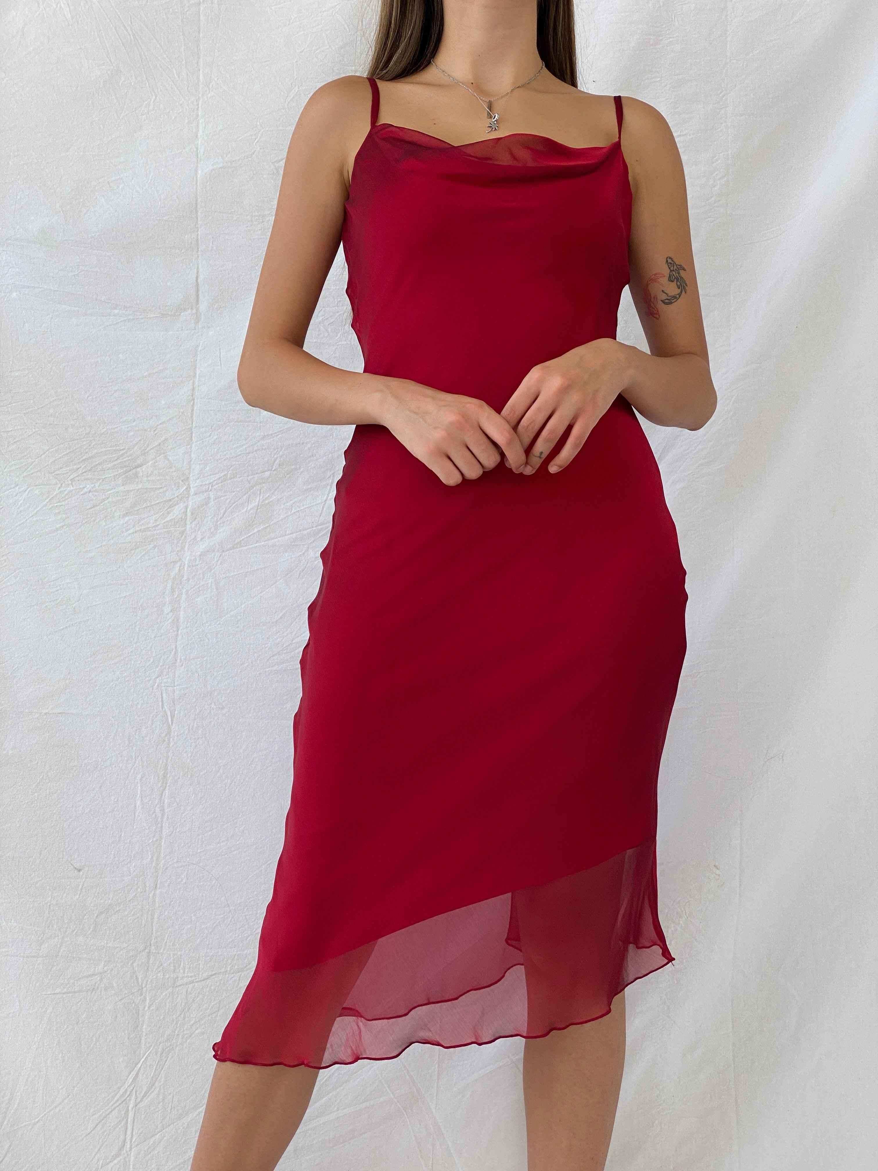 Dreamy Vintage 90s New Look Red Asymmetrical Dress - Balagan Vintage Midi Dress 00s dress, midi dress, Mira, NEW IN