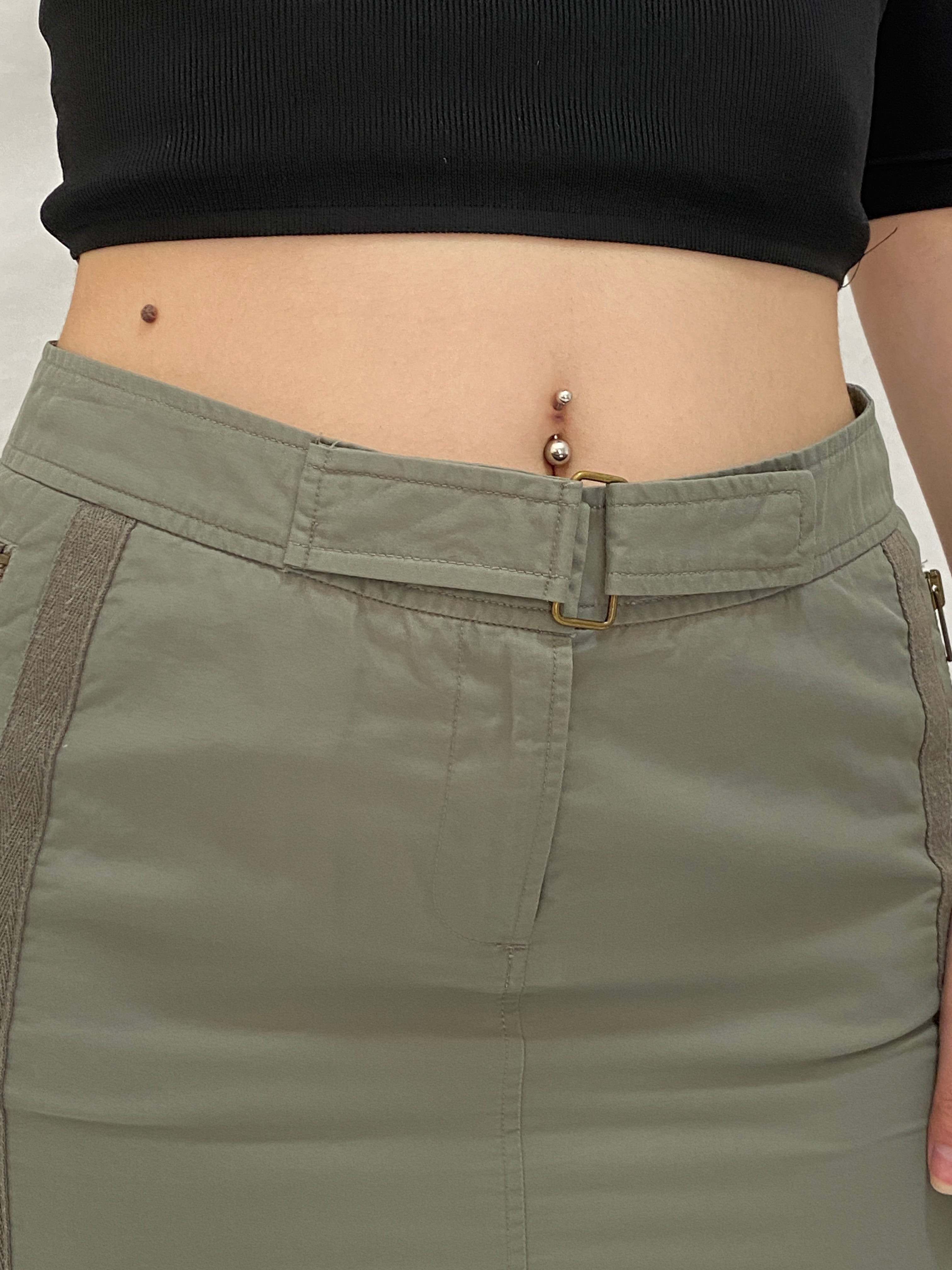 Dorothy Perkins Olive Green Military Style Utility Mini Skirt - M