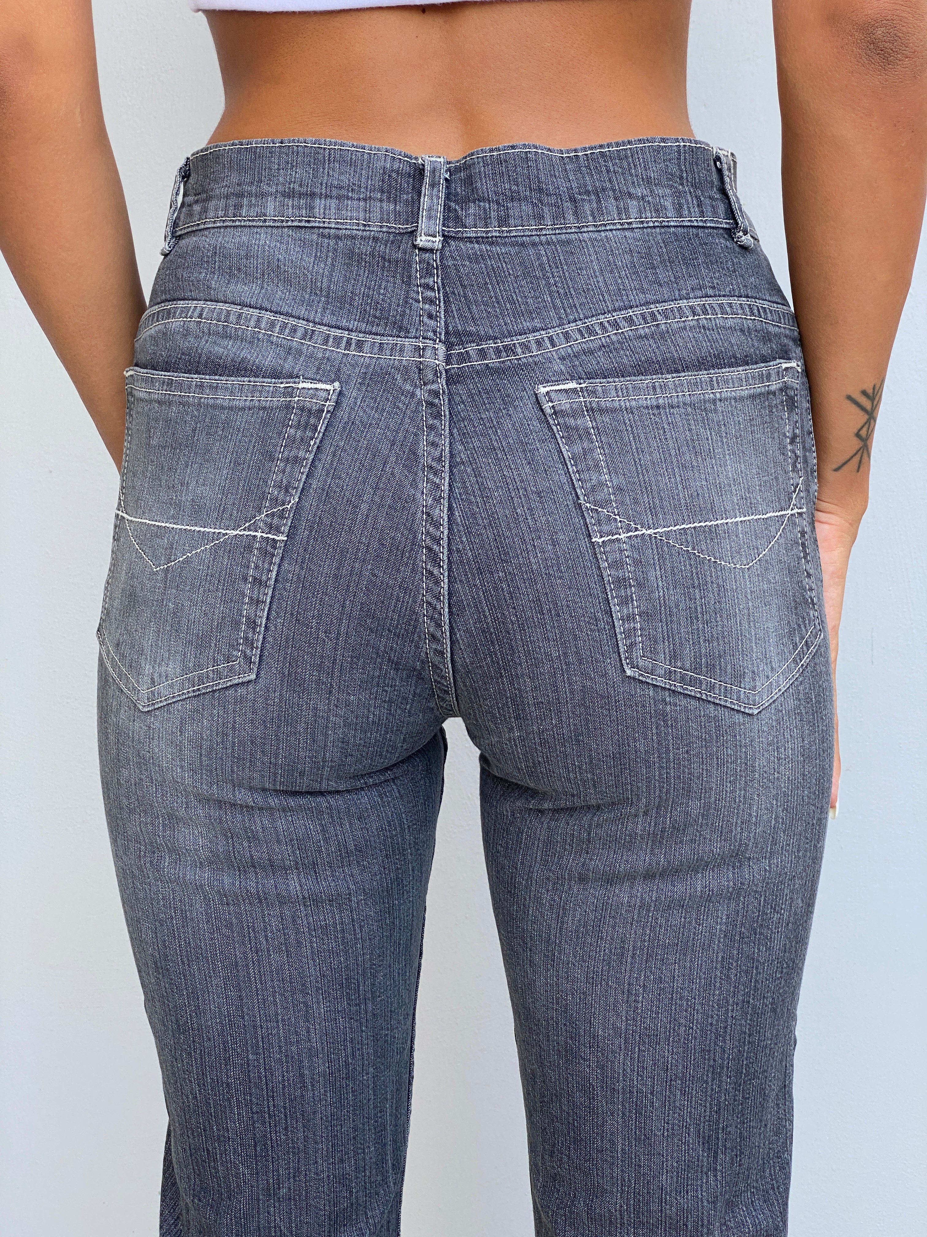 Vintage Y2K Gina Benotti Charcoal Grey Straight Leg Denim Jeans - 34EUR