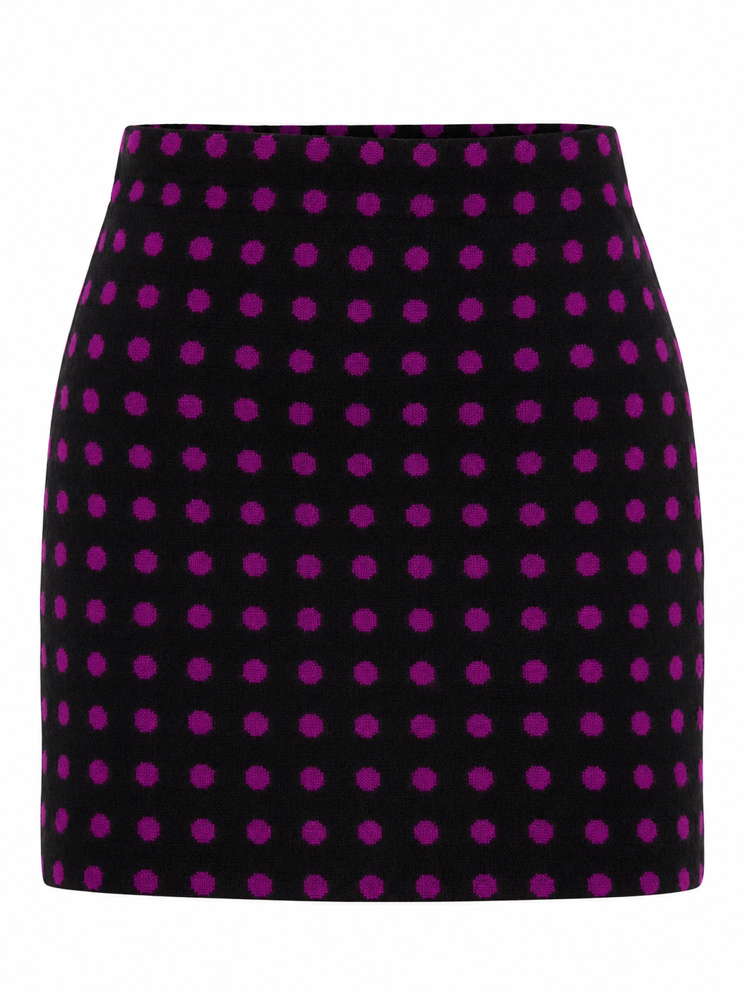 Hobbs London Black & Purple Polka Dot 100% Wool Mini Skirt – M