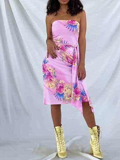 Vintage Martini floral strapless dress