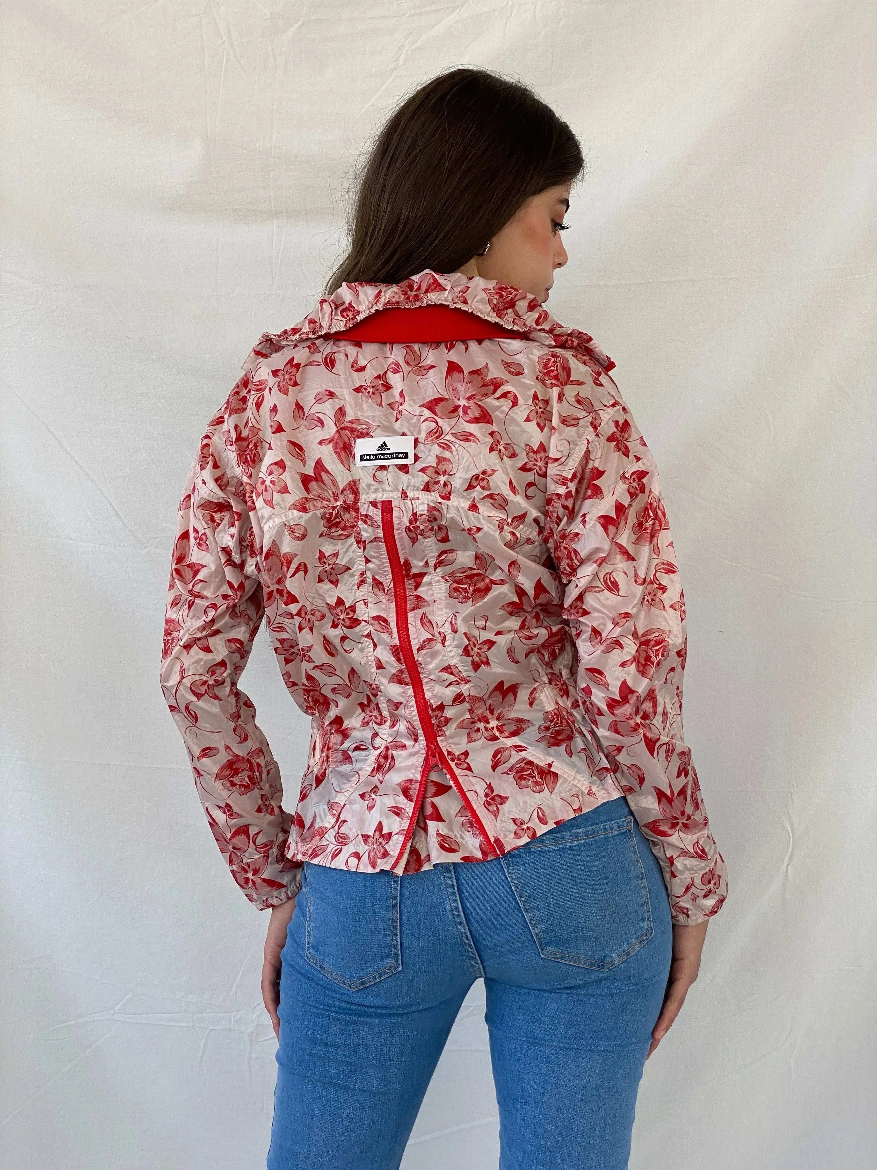 Adidas X Stella McCartney Floral Red Track Windbreaker Jacket - S - Balagan Vintage Windbreaker Jacket 00s, Coats&Jackets, Mira, vintage, vintage windbreaker, windbreaker, windbreaker jacket, women, Women's Windbreaker Jackets