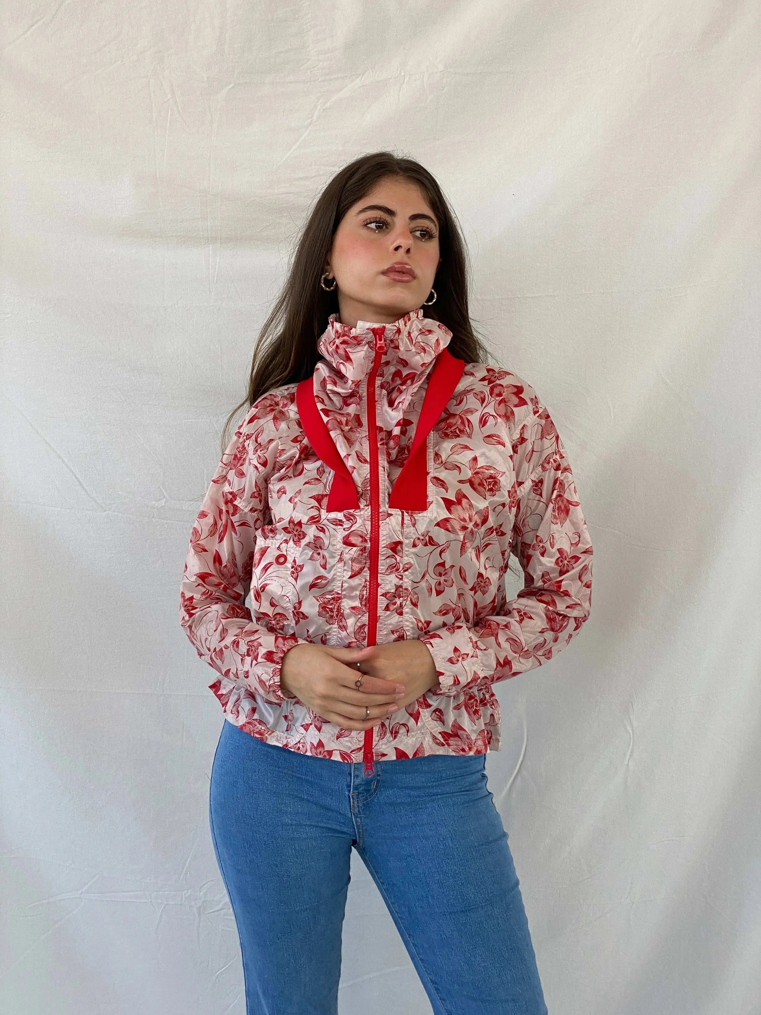 Adidas X Stella McCartney Floral Red Track Windbreaker Jacket - S - Balagan Vintage Windbreaker Jacket 00s, Coats&Jackets, Mira, vintage, vintage windbreaker, windbreaker, windbreaker jacket, women, Women's Windbreaker Jackets