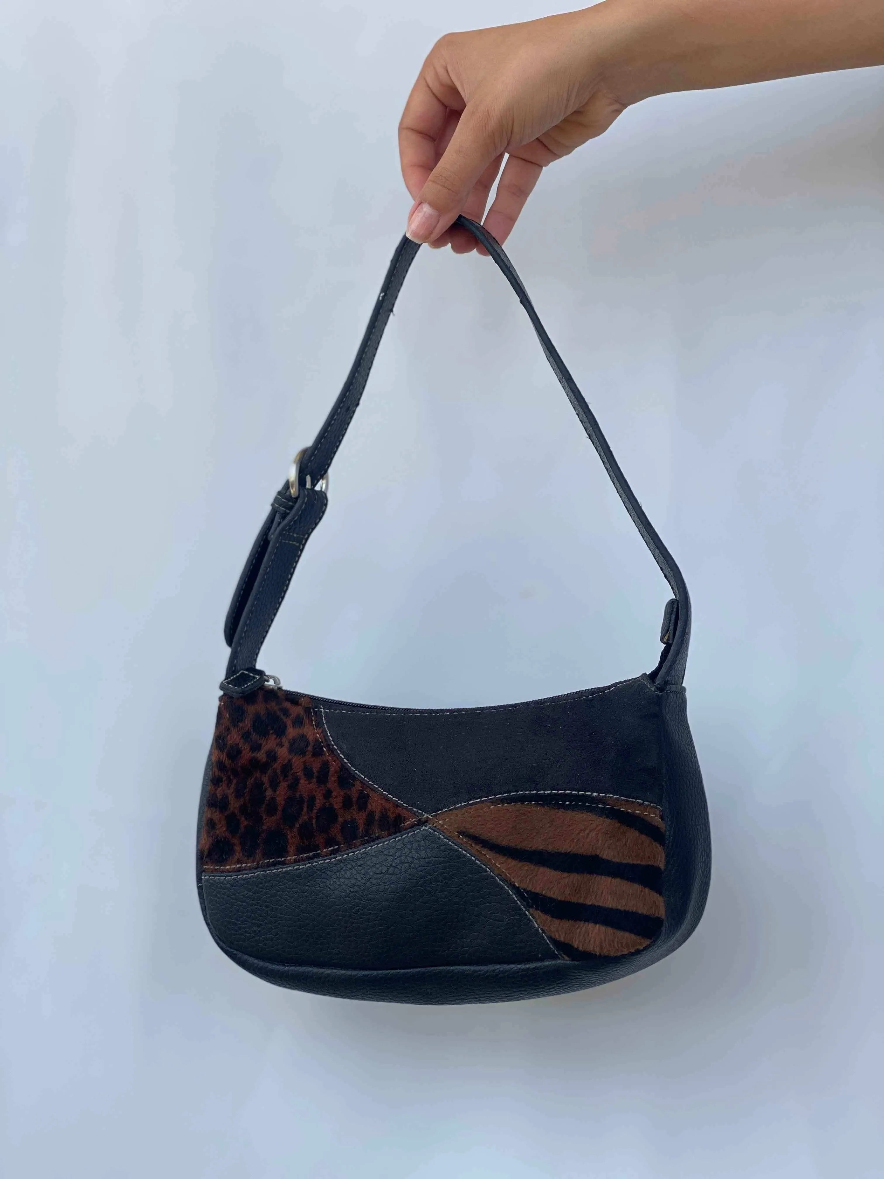Animal Print Patchwork Shoulder Bag - Balagan Vintage Bags bag, beaded bag, handbag, mini handbag