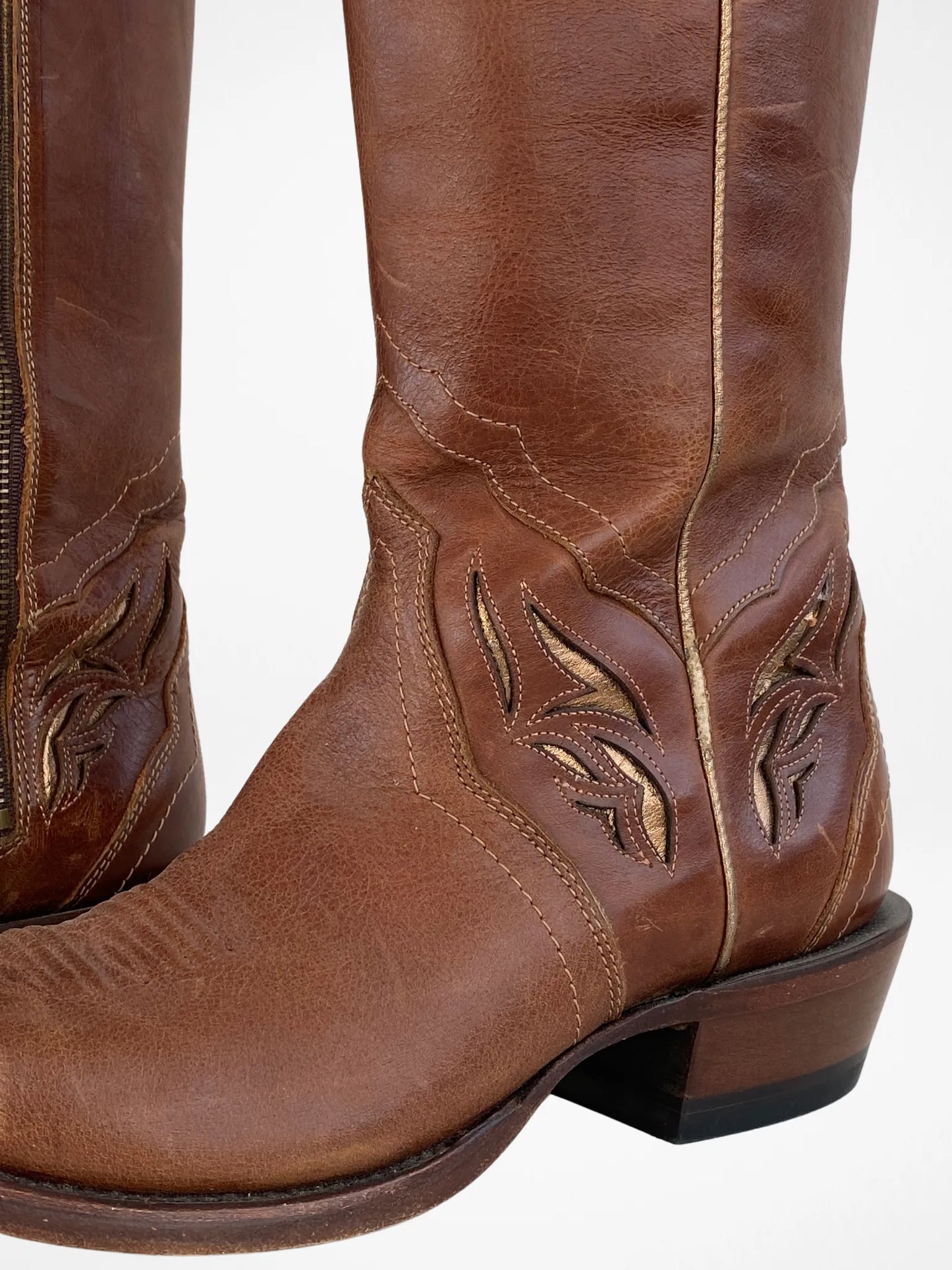 Ariat Chaparral Tall Brown And Gold Women’s Western Cowboy Boots - Balagan Vintage Cowboy boots 00s, 90s, Boots, brown leather, cowboy, cowboy boots, shoes
