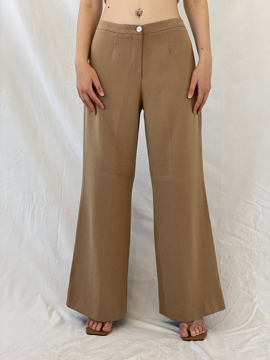 Ashley Brooke Designer Mode Beige Wide Leg Trousers Mid Rise Pants - L - Balagan Vintage Pants 00s, Ayah, NEW IN, Office core, pants, winter