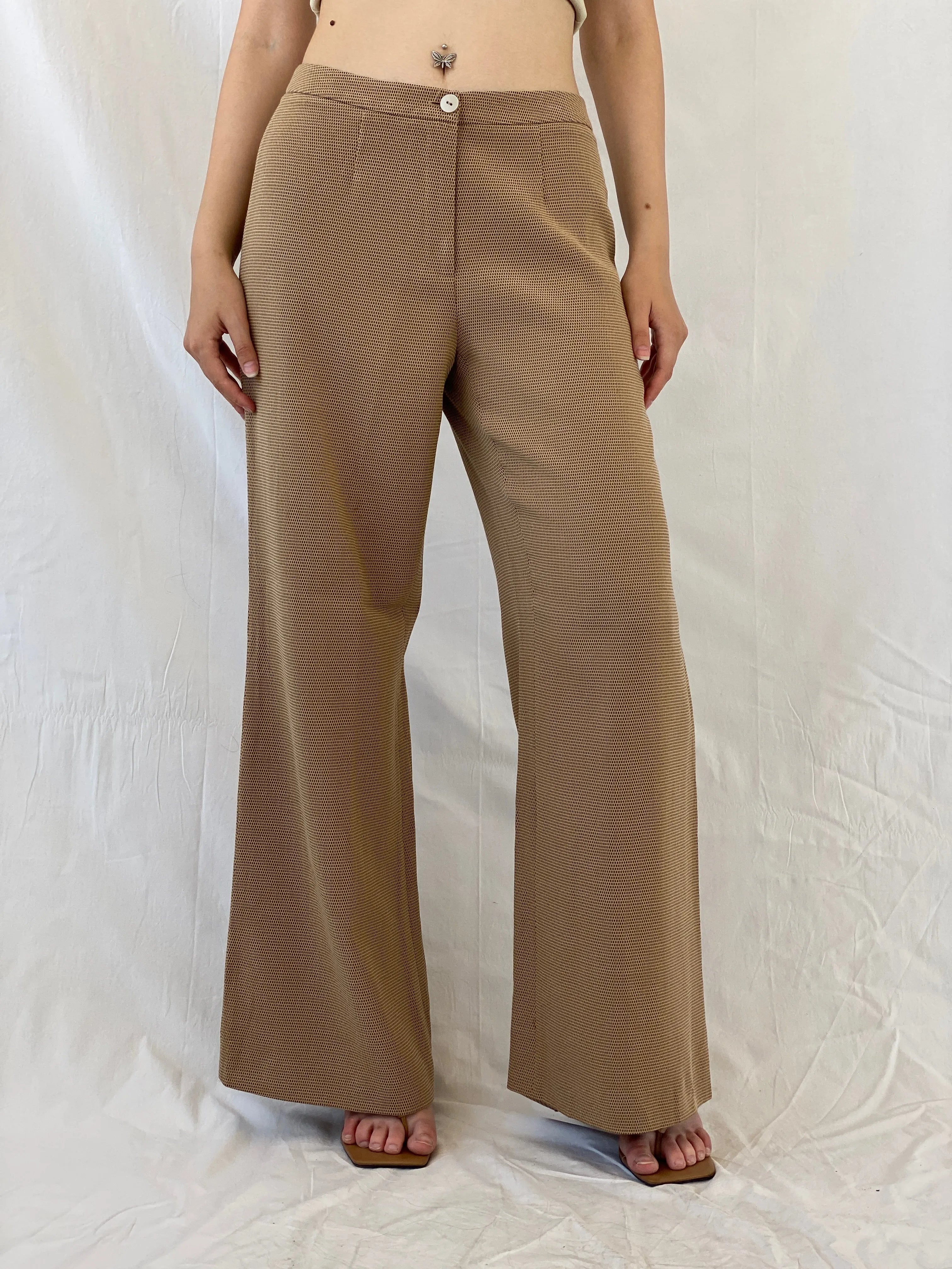 Ashley Brooke Designer Mode Beige Wide Leg Trousers Mid Rise Pants - L - Balagan Vintage Pants 00s, Ayah, NEW IN, Office core, pants, winter