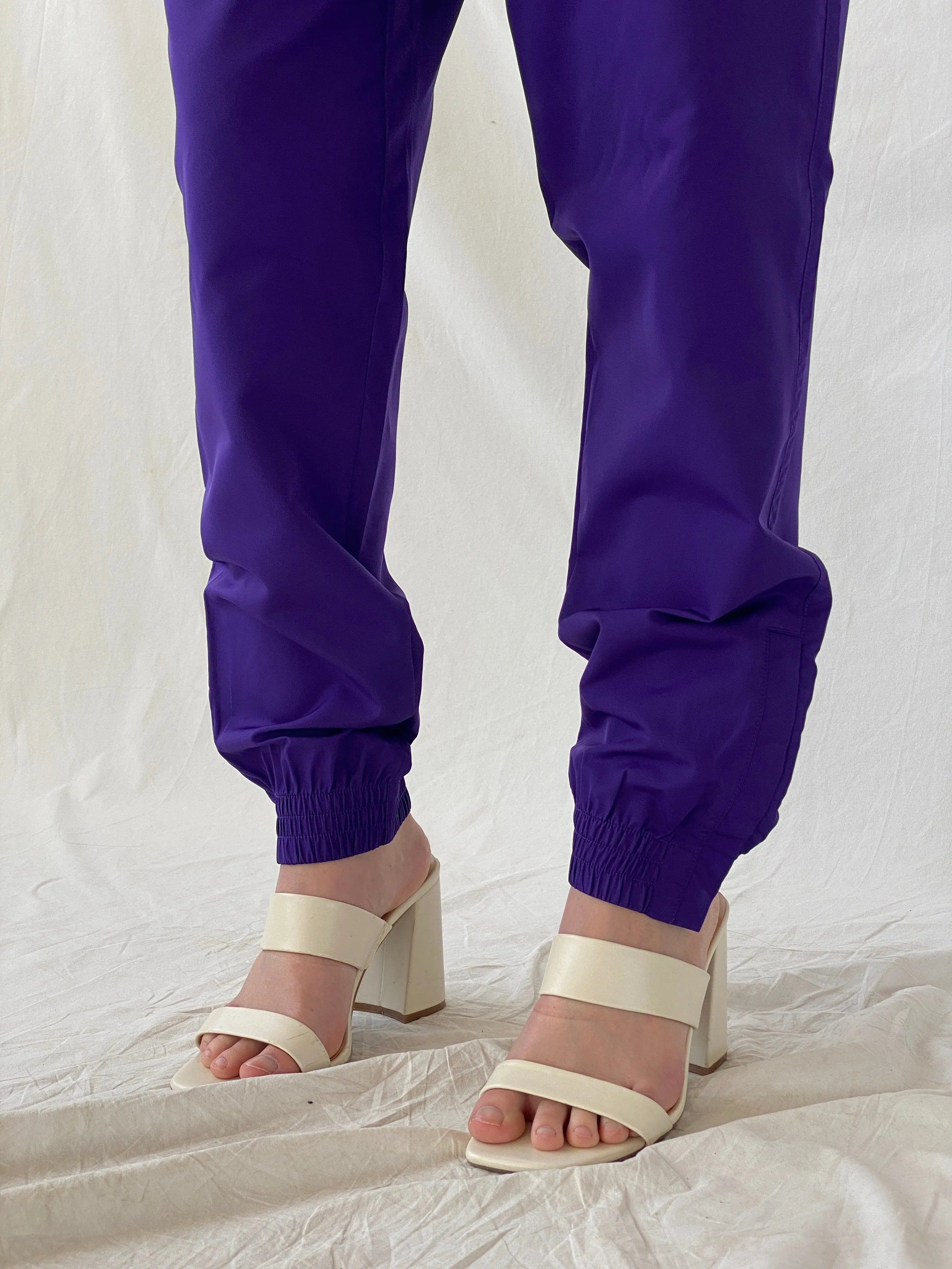 Asics Purple Windbreaker Sports Wear Women’s Track Pants - L - Balagan Vintage Track Pants 80s, 90s, Ayah, consignment, Melika, vintage pants, windbreaker