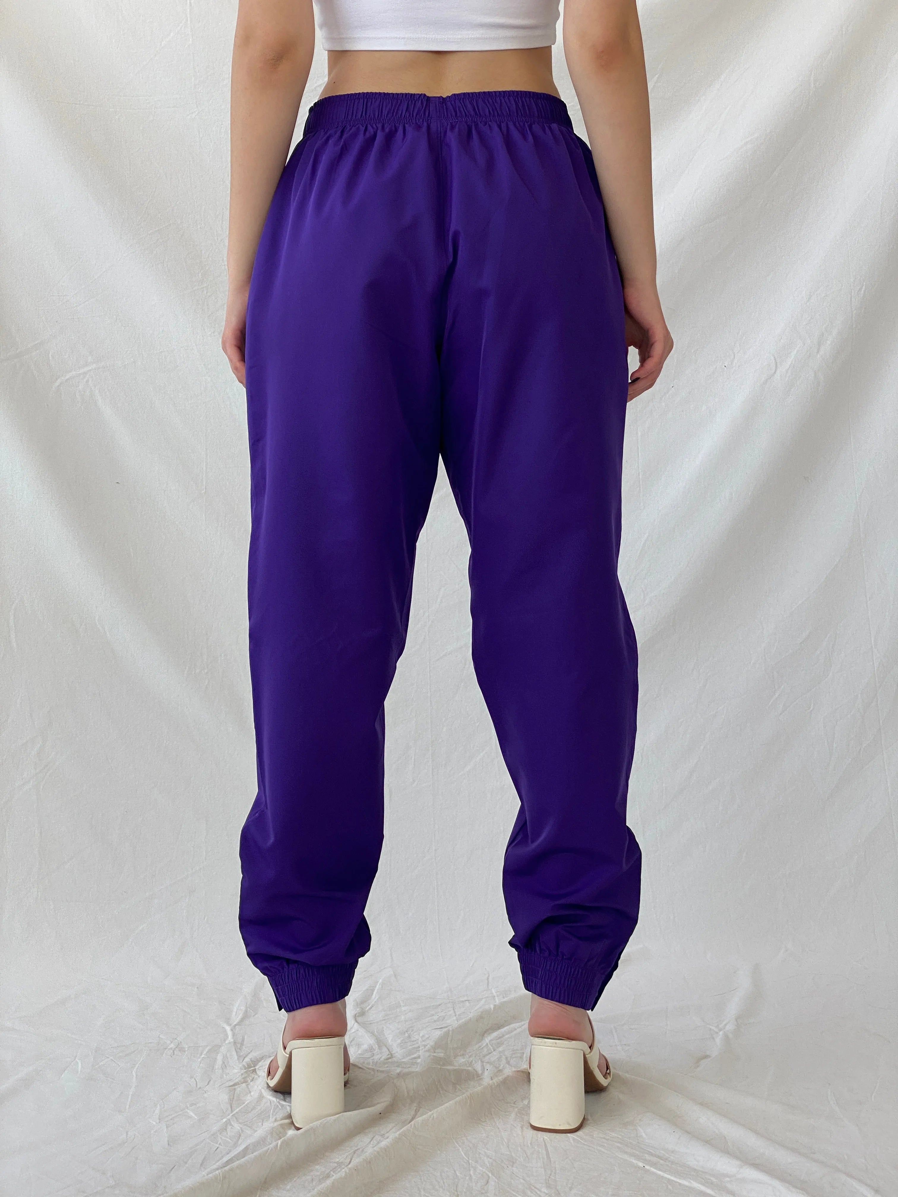 Asics Purple Windbreaker Sports Wear Women’s Track Pants - L - Balagan Vintage Track Pants 80s, 90s, Ayah, consignment, Melika, vintage pants, windbreaker