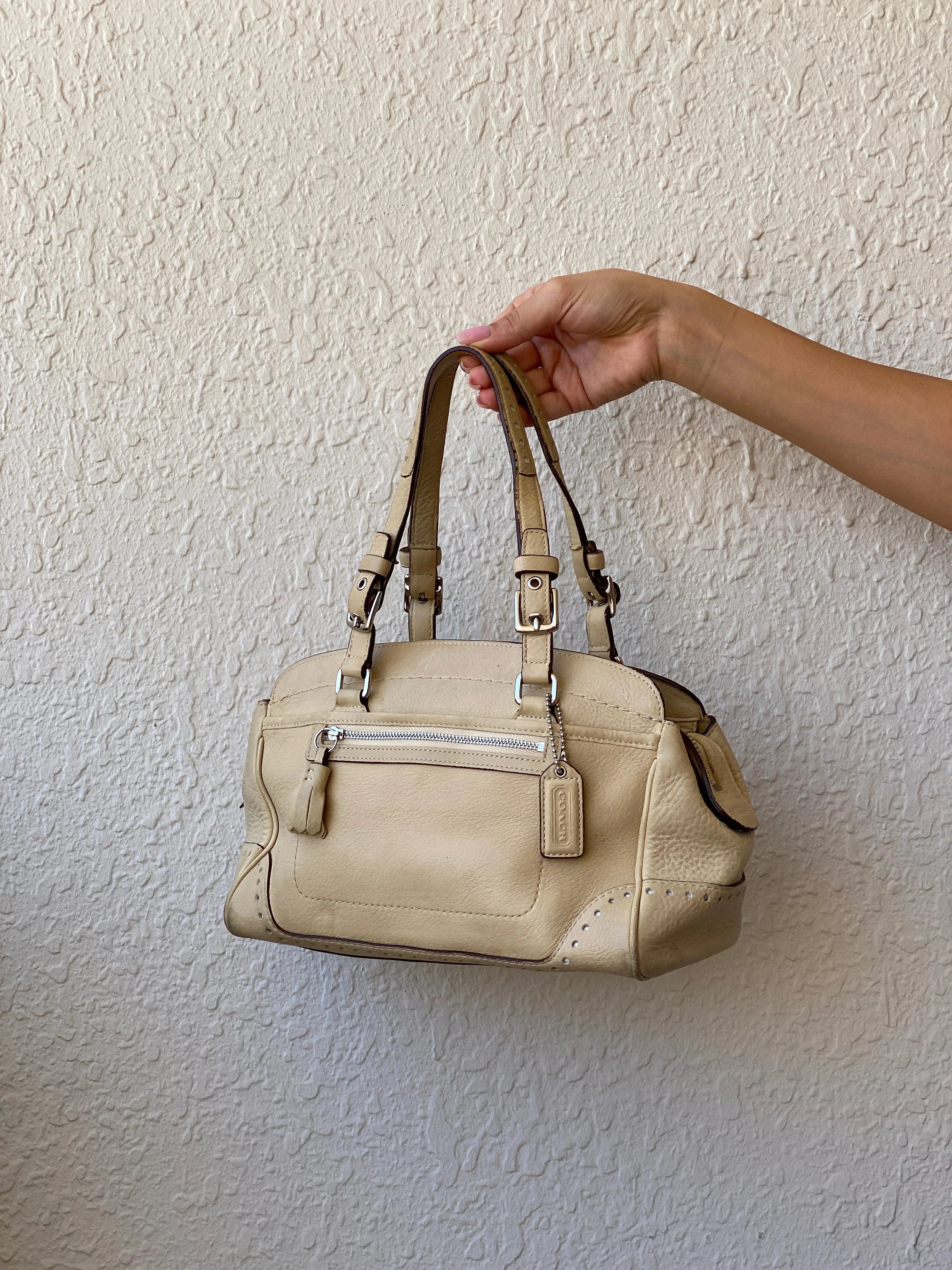 Authentic Coach Hampton Satchel Cream Leather Shoulder Bag - Balagan Vintage Shoulder Bag 00s, 90s, bag, NEW IN, shoulder bag, summer, Y2K