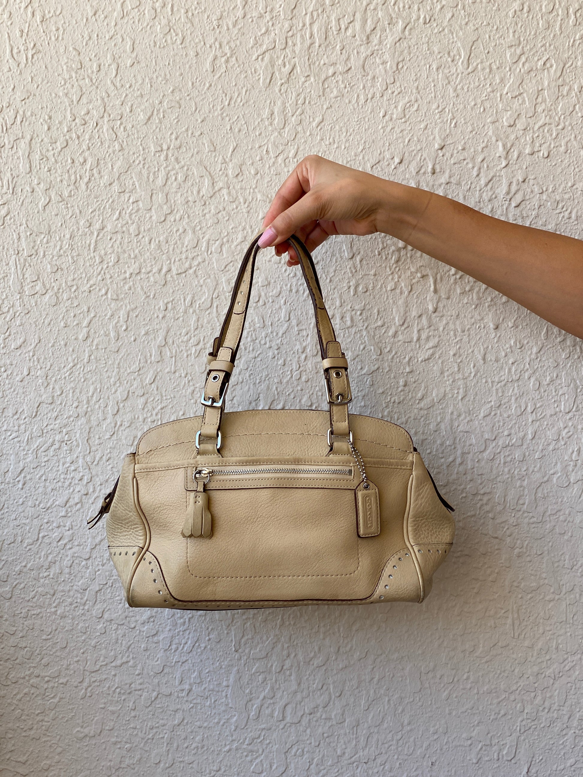 Authentic Coach Hampton Satchel Cream Leather Shoulder Bag - Balagan Vintage Shoulder Bag 00s, 90s, bag, NEW IN, shoulder bag, summer, Y2K