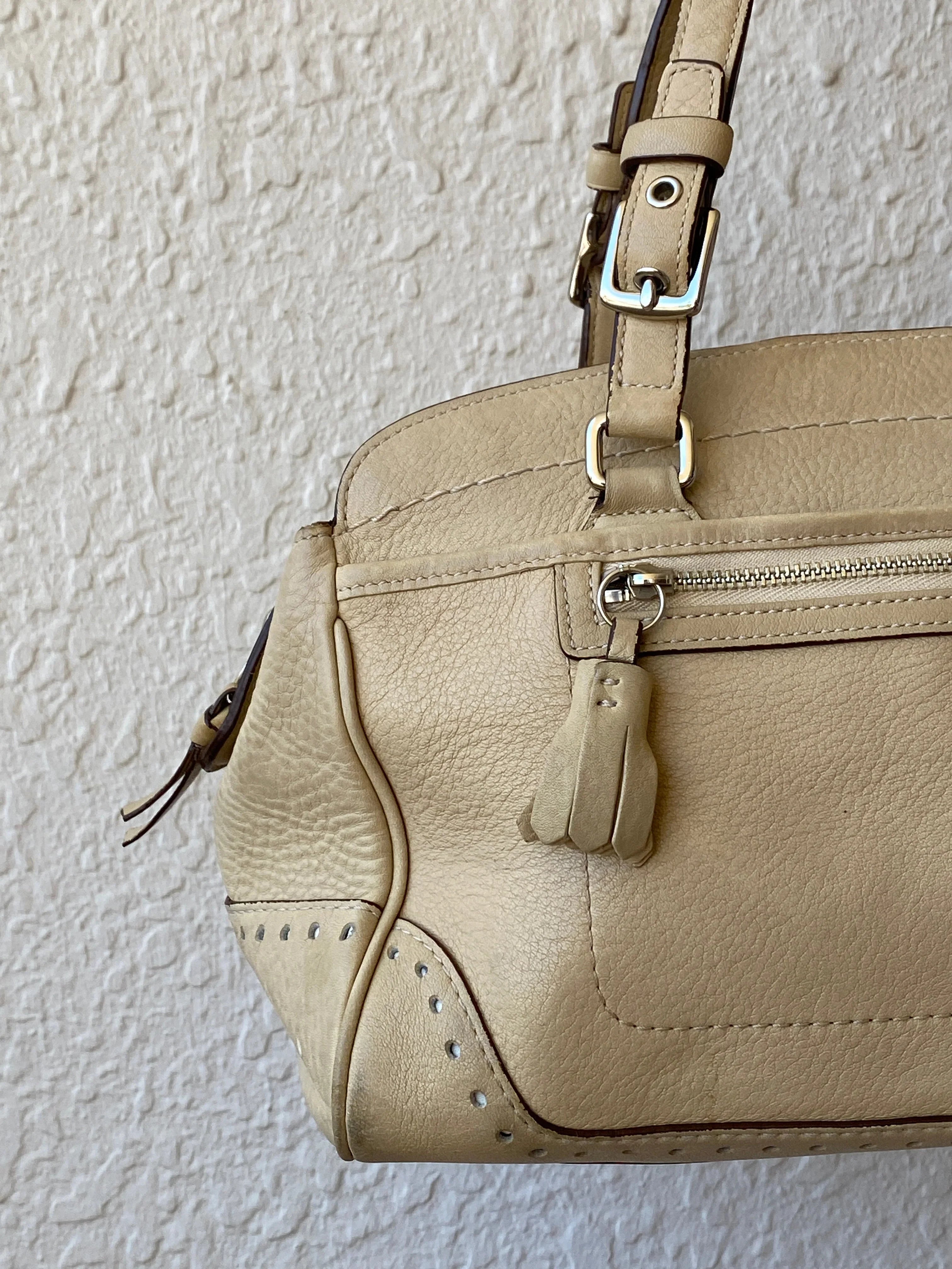 Authentic Coach Hampton Satchel Cream Leather Shoulder Bag - Balagan Vintage Shoulder Bag 00s, 90s, bag, NEW IN, shoulder bag, summer, Y2K