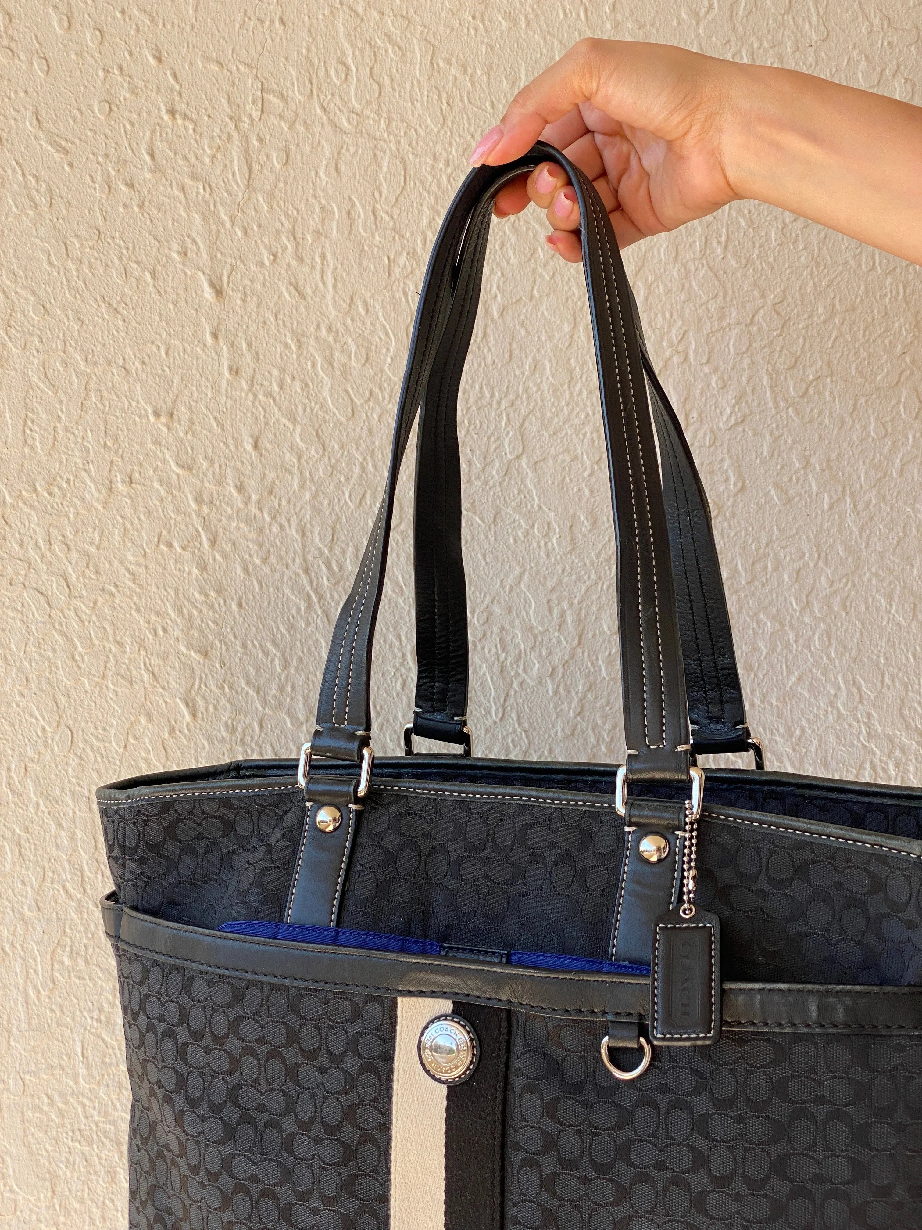 Authentic Coach Monogram Women’s Black Shoulder Bag Purse - Balagan Vintage Shoulder Bag 00s, 90s, bag, consignment, Hala, NEW IN, shoulder bag, summer, Y2K