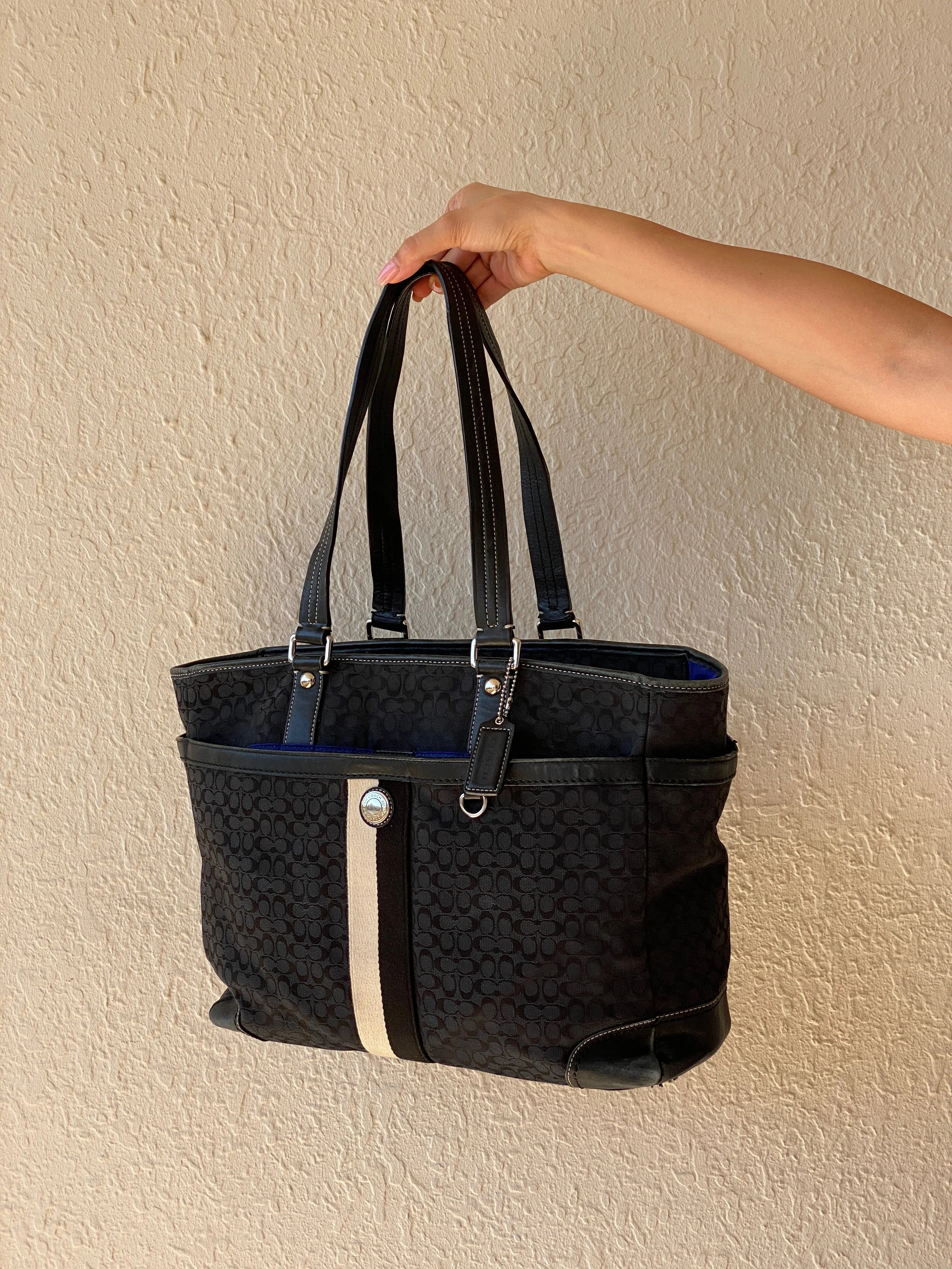 Authentic Coach Monogram Women’s Black Shoulder Bag Purse - Balagan Vintage Shoulder Bag 00s, 90s, bag, consignment, Hala, NEW IN, shoulder bag, summer, Y2K