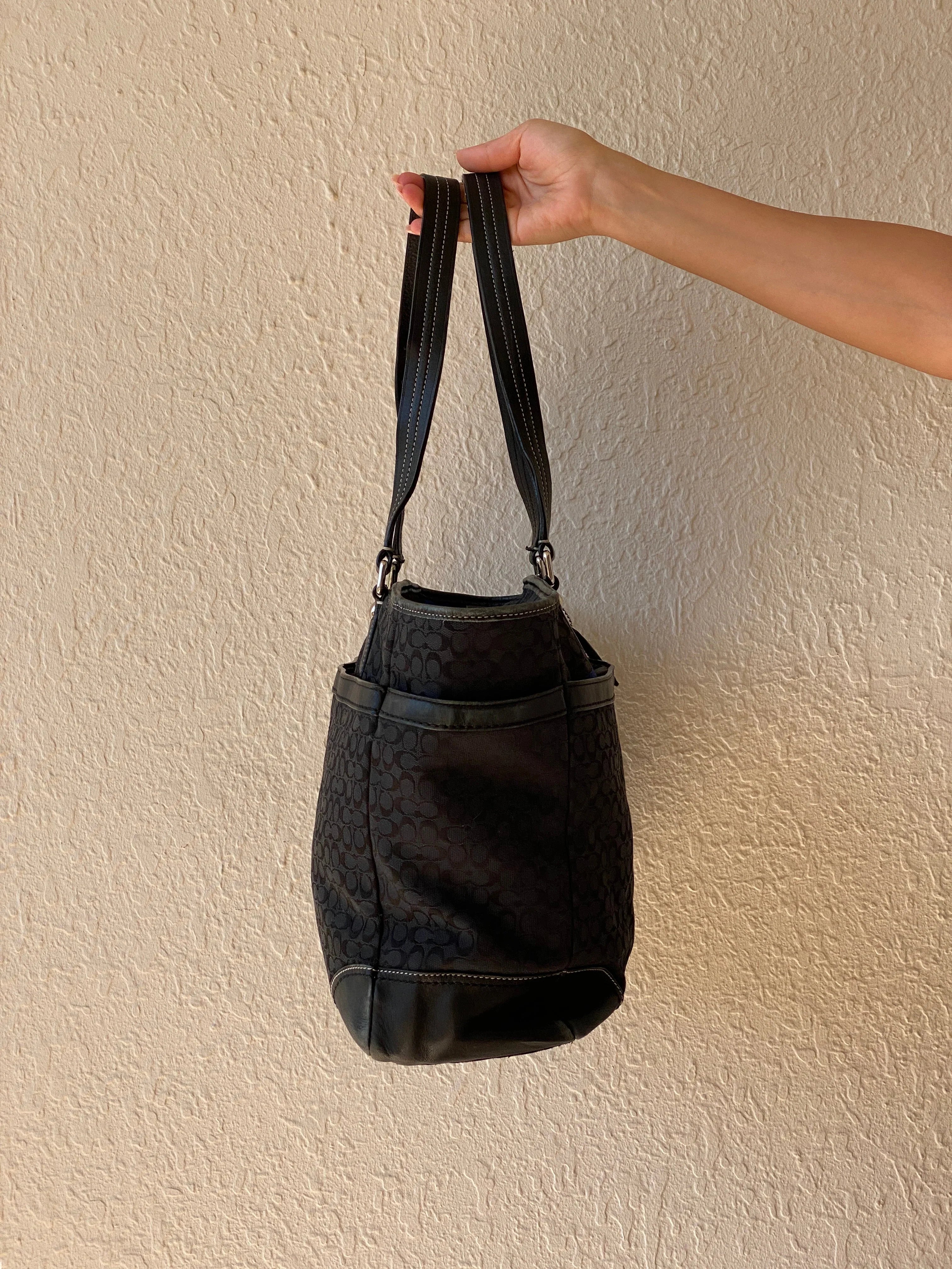 Authentic Coach Monogram Women’s Black Shoulder Bag Purse - Balagan Vintage Shoulder Bag 00s, 90s, bag, consignment, Hala, NEW IN, shoulder bag, summer, Y2K