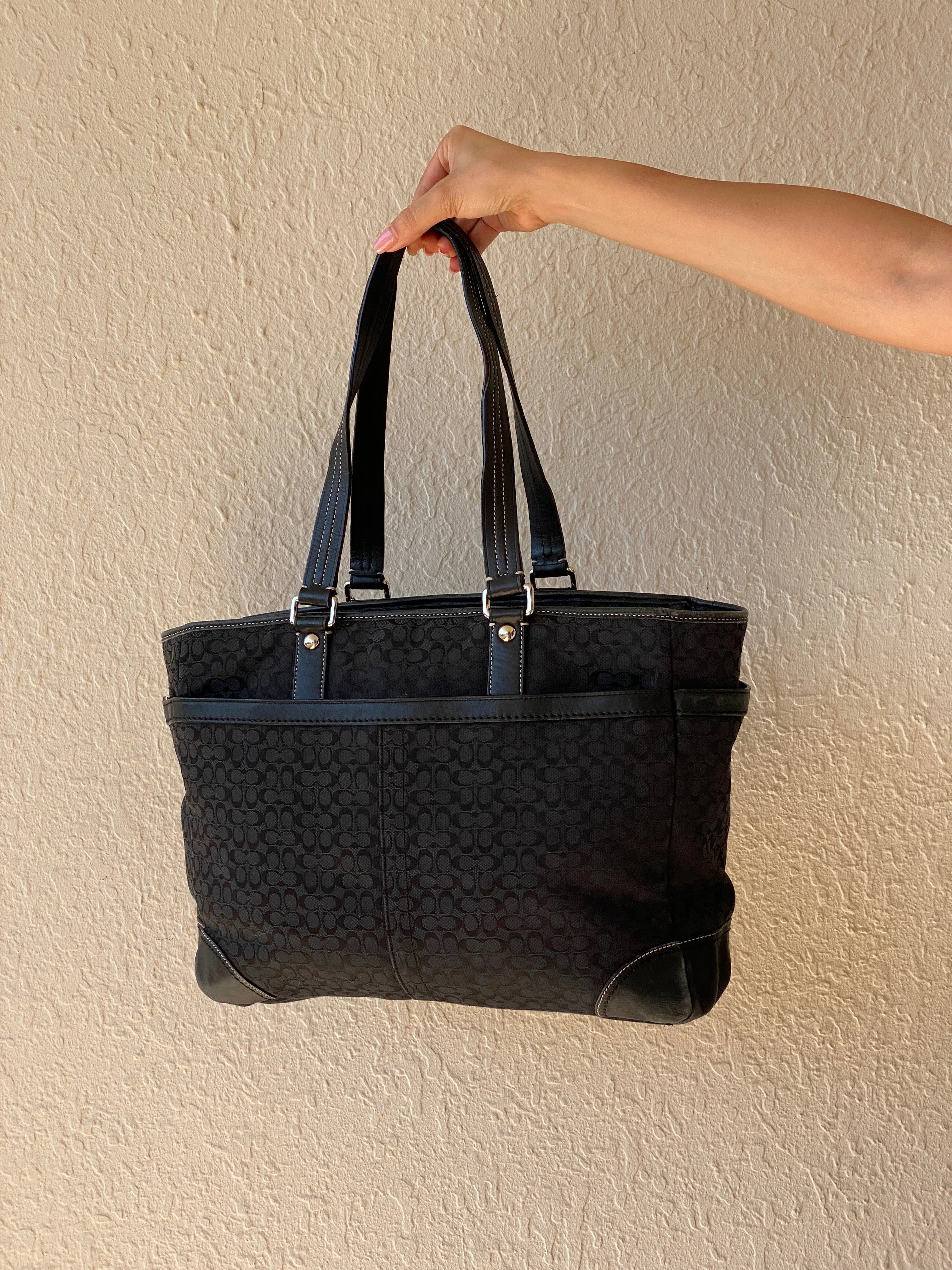 Authentic Coach Monogram Women’s Black Shoulder Bag Purse - Balagan Vintage Shoulder Bag 00s, 90s, bag, consignment, Hala, NEW IN, shoulder bag, summer, Y2K