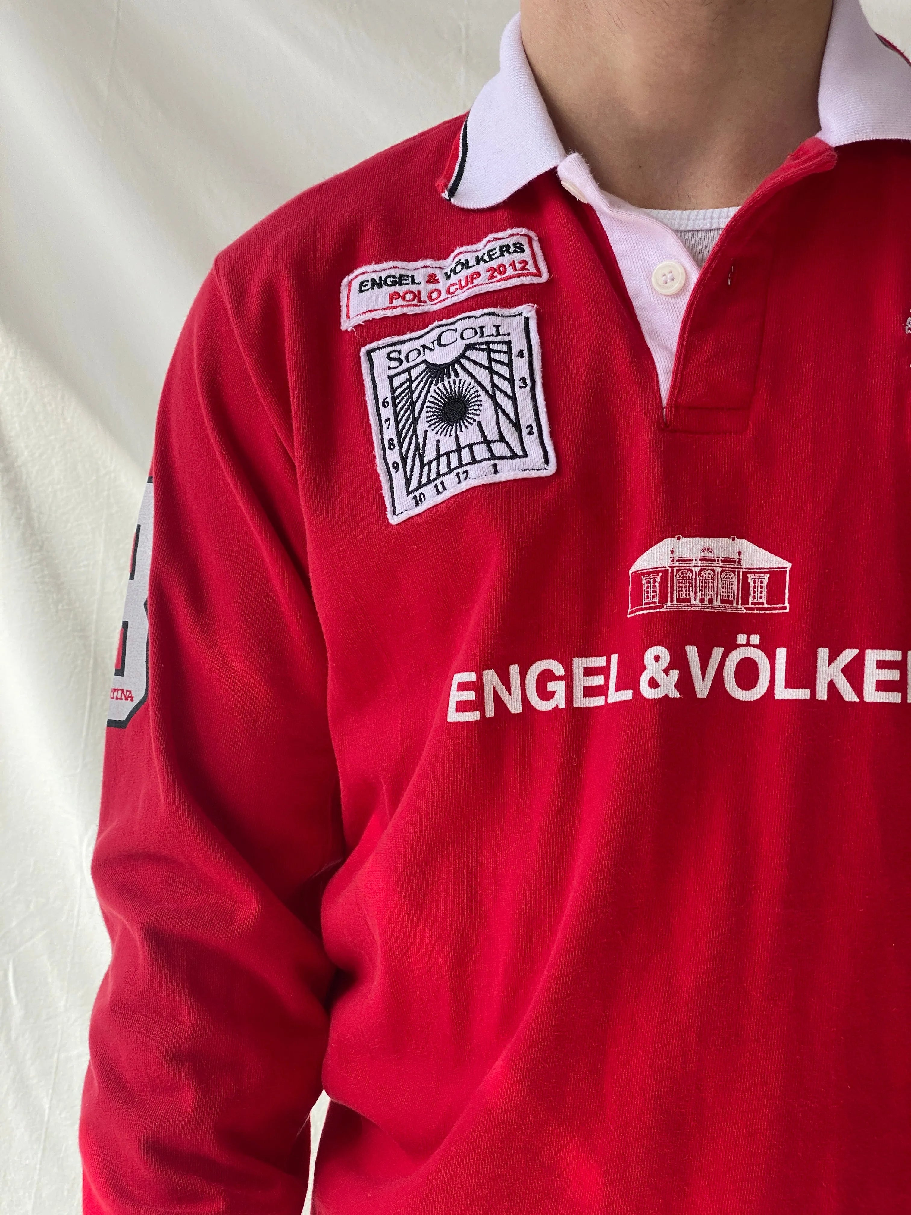 Authentic La Martina Saddlery Engel & Völkers 2012 Polo Cup Red Long Sleeve Cotton Jersey - M - Balagan Vintage Full Sleeve Top 90s, consignment, Hamza, Jersey, men, streetwear, vintage, vintage sweater, winter