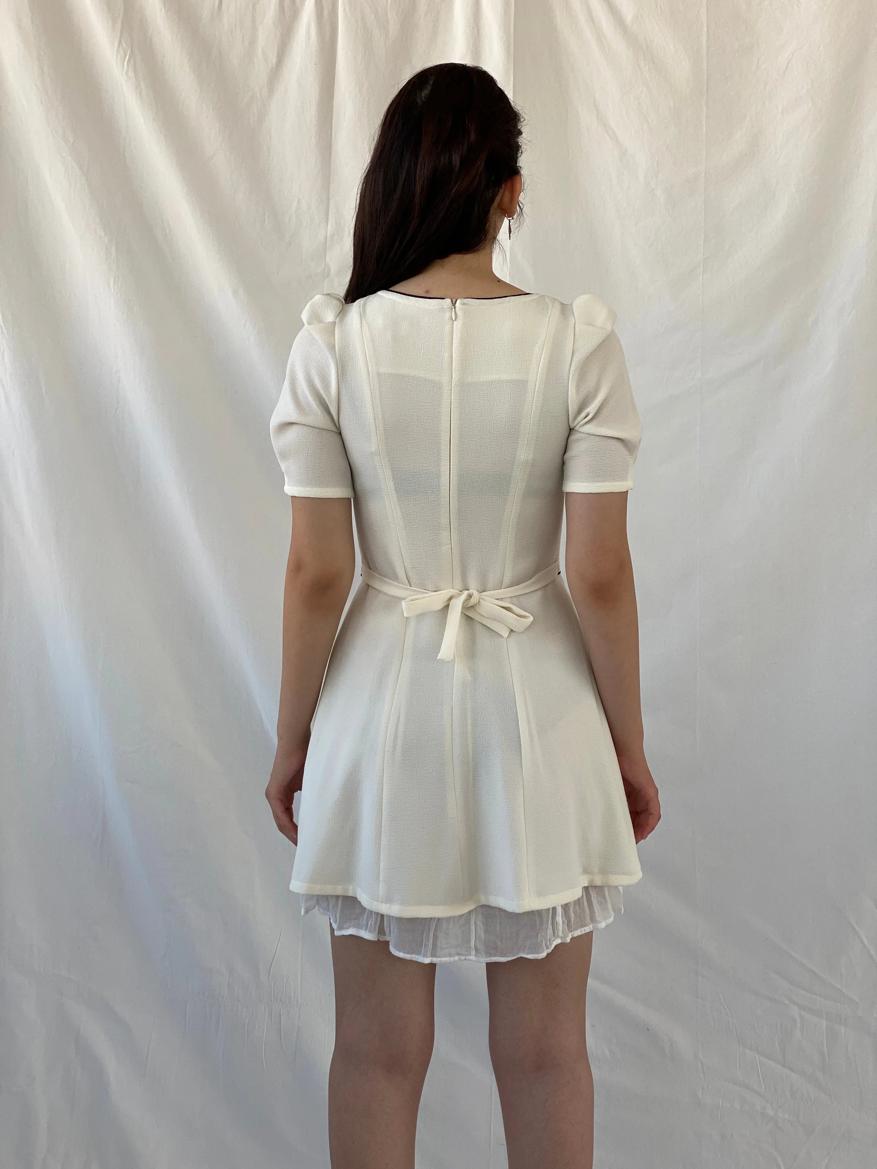 Axara Paris White Fit & Flare Mini Preppy Dress with Puff Sleeves - S - Balagan Vintage Midi Dress Ayah, consignment, dress, Janan, midi dress, NEW IN, vintage dress