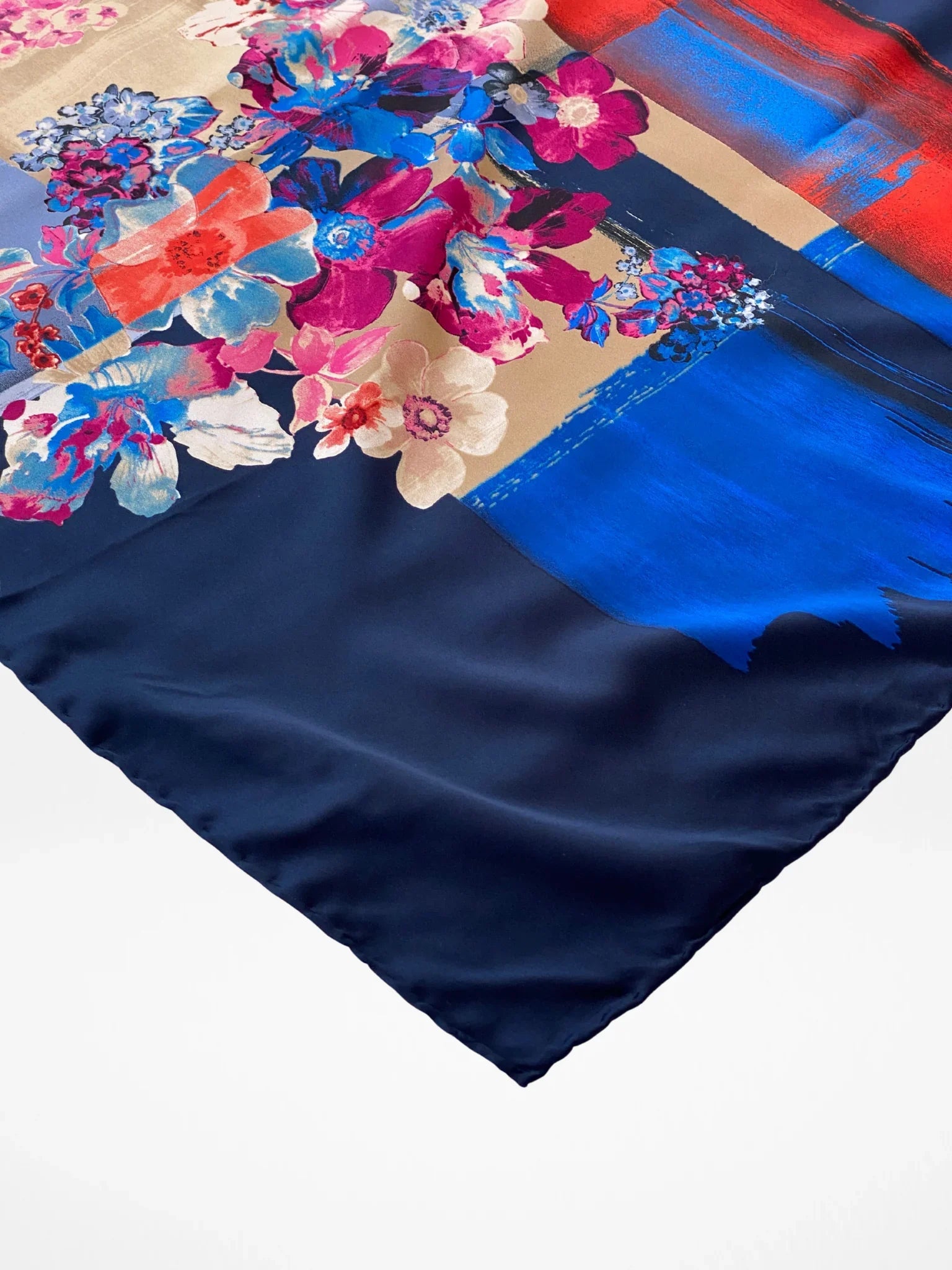 Beautiful Armine Trend Floral Navy Blue Square Scarf - Balagan Vintage Scarf 00s, multicolored, NEW IN, scarf, summer