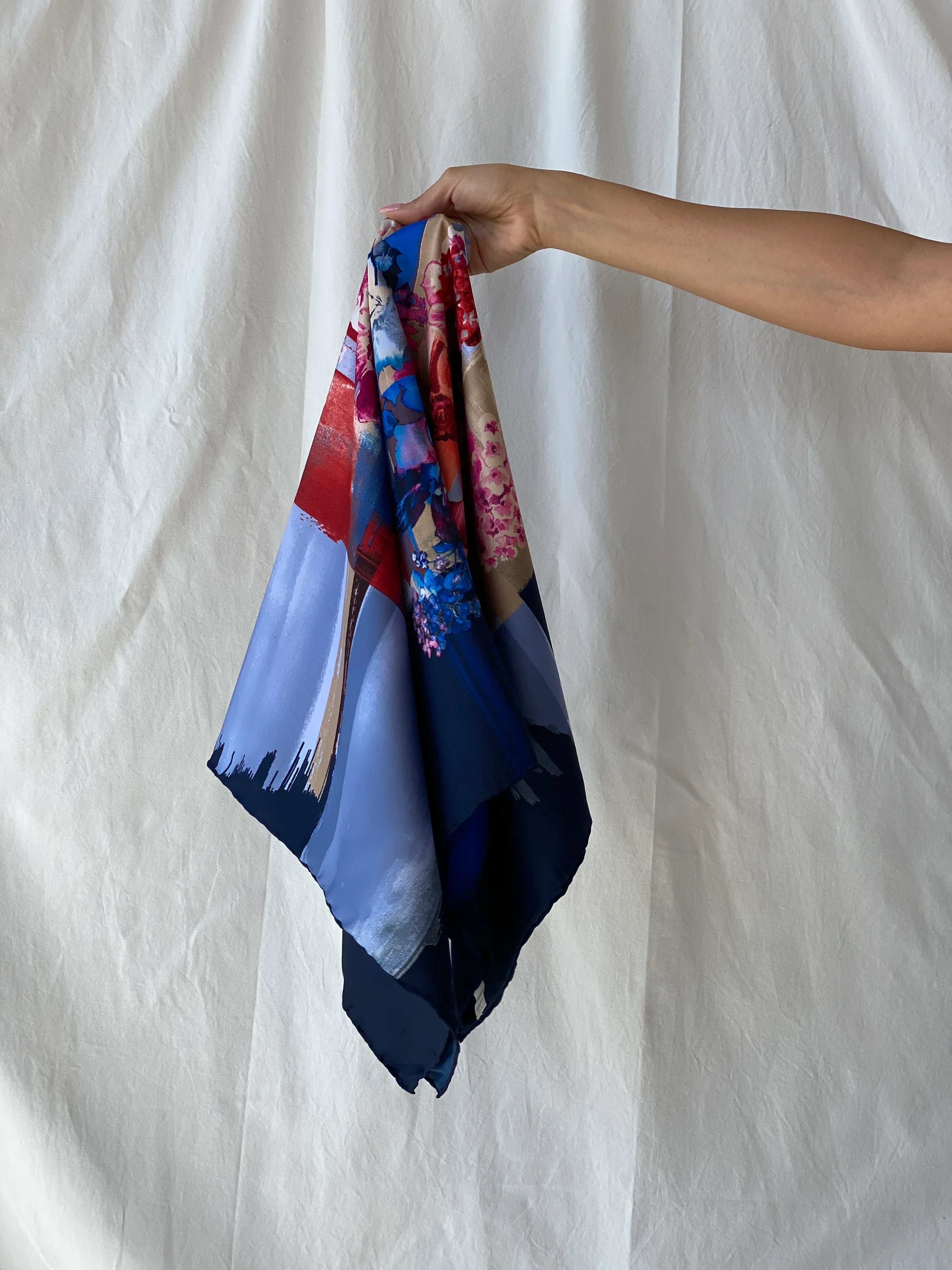 Beautiful Armine Trend Floral Navy Blue Square Scarf - Balagan Vintage Scarf 00s, multicolored, NEW IN, scarf, summer