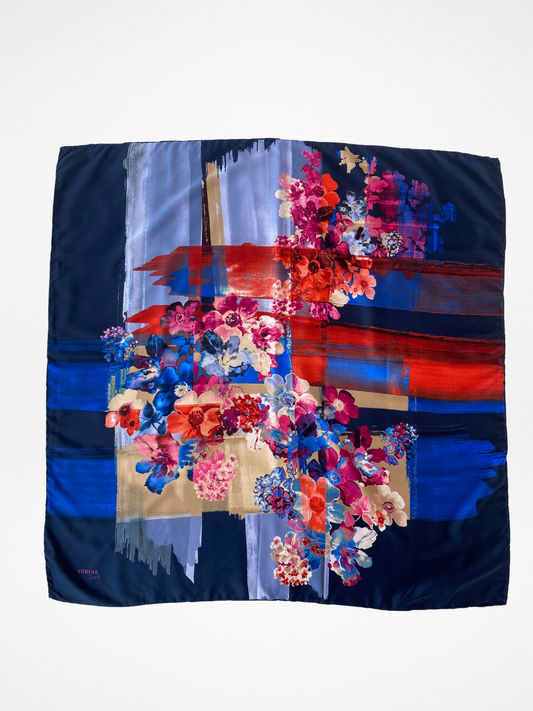 Beautiful Armine Trend Floral Navy Blue Square Scarf - Balagan Vintage Scarf 00s, multicolored, NEW IN, scarf, summer