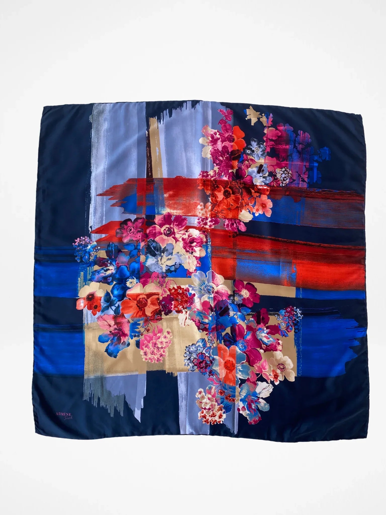 Beautiful Armine Trend Floral Navy Blue Square Scarf - Balagan Vintage Scarf 00s, multicolored, NEW IN, scarf, summer