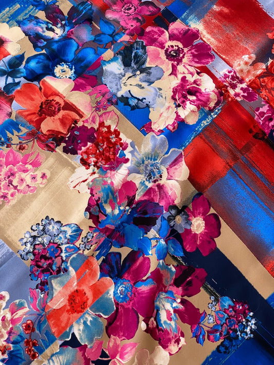 Beautiful Armine Trend Floral Navy Blue Square Scarf - Balagan Vintage Scarf 00s, multicolored, NEW IN, scarf, summer