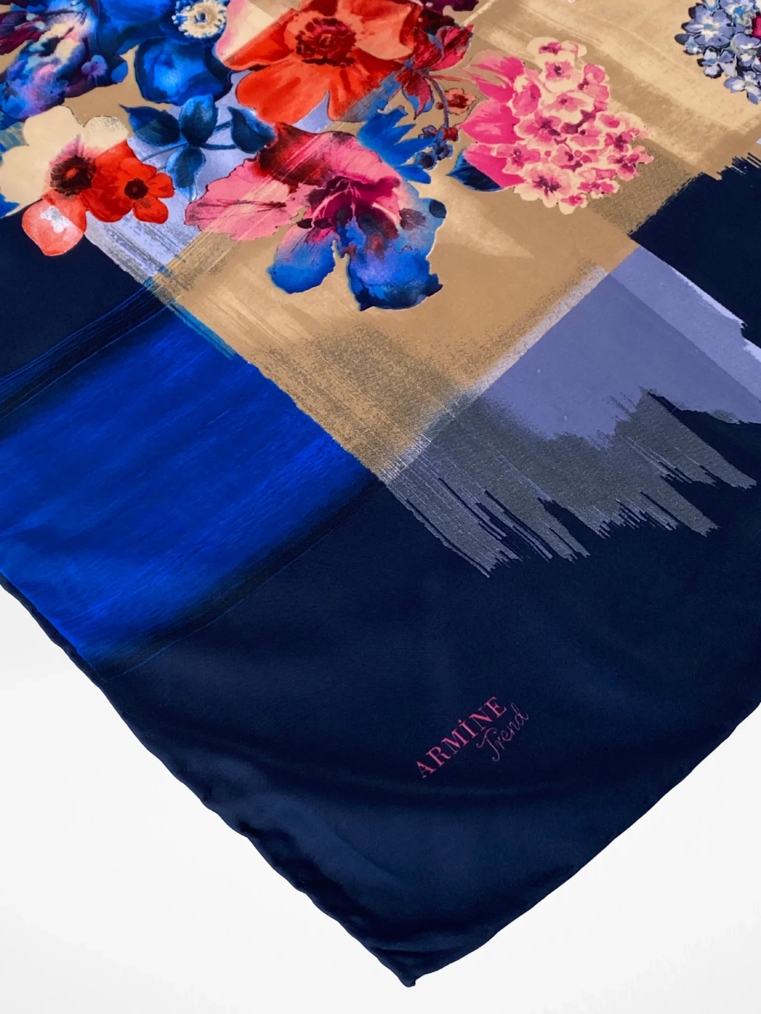 Beautiful Armine Trend Floral Navy Blue Square Scarf - Balagan Vintage Scarf 00s, multicolored, NEW IN, scarf, summer