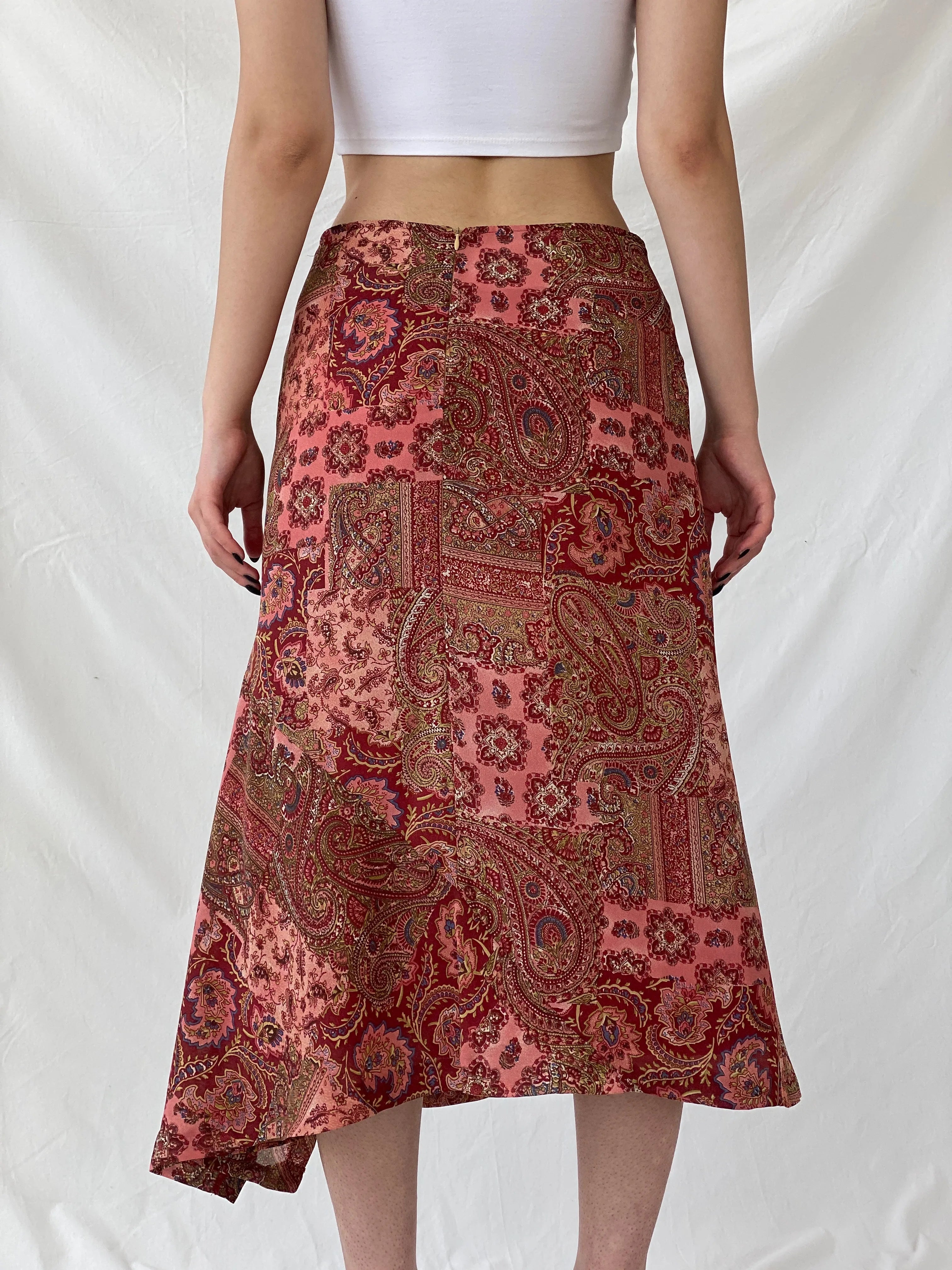 Beautiful Carlos De Miguel Pink Paisley Mandela Print Midi Skirt - L - Balagan Vintage Midi Skirt Ayah, consignment, midi skirt, skirt, Tojan