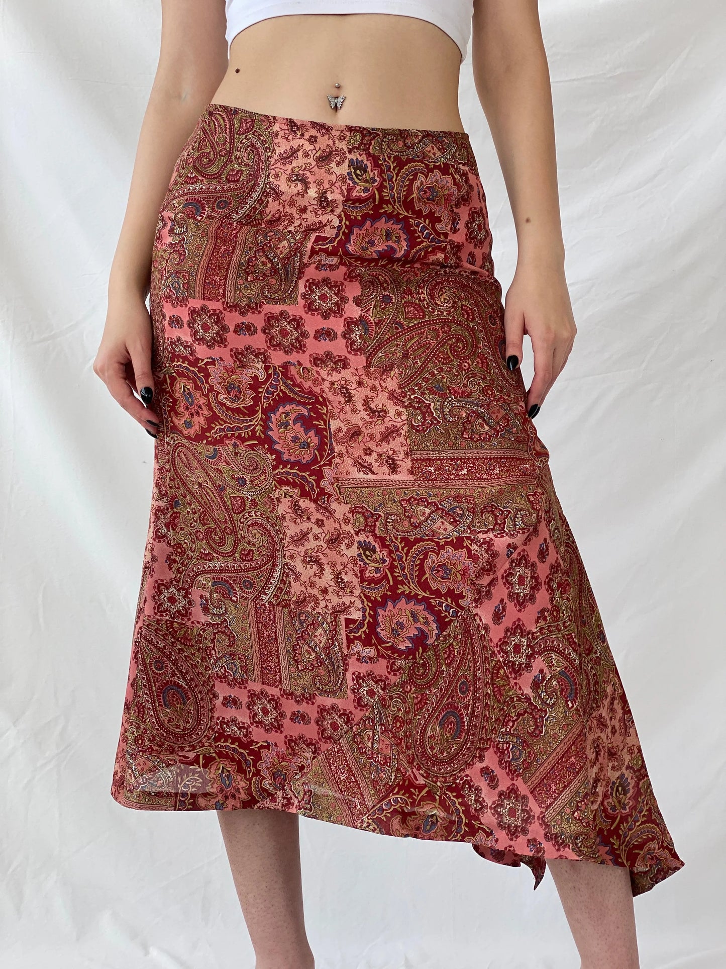Beautiful Carlos De Miguel Pink Paisley Mandela Print Midi Skirt - L - Balagan Vintage Midi Skirt Ayah, consignment, midi skirt, skirt, Tojan